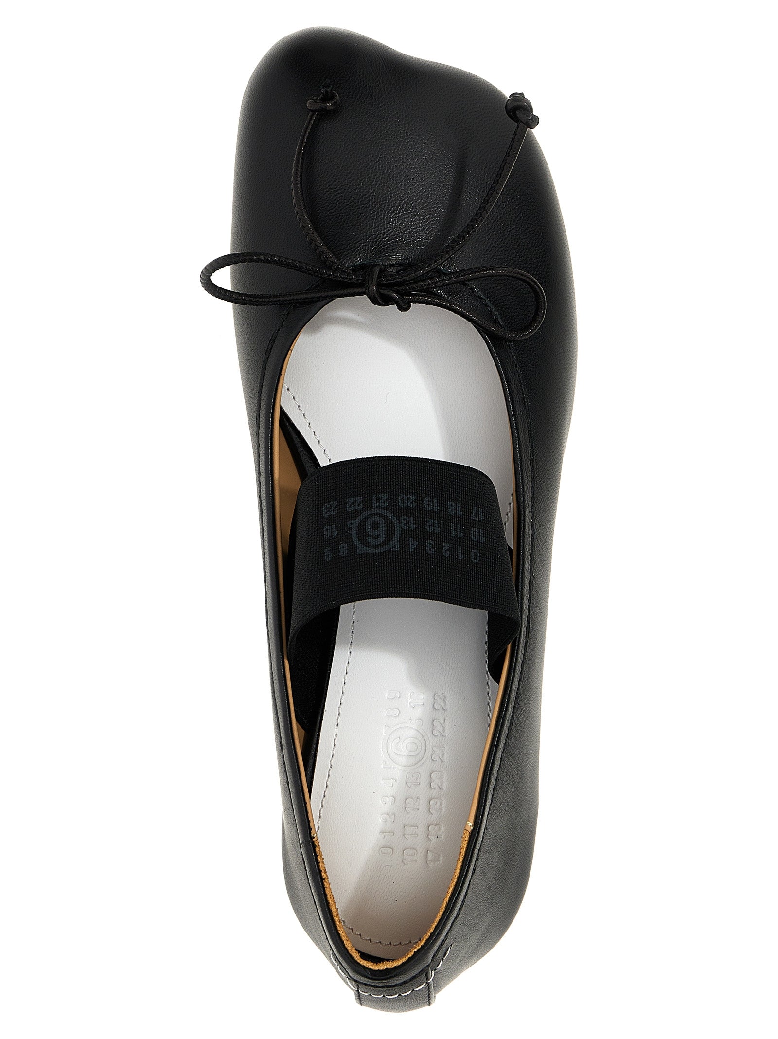 MM6 Maison Margiela Black Leather Ballet Women's Flats
