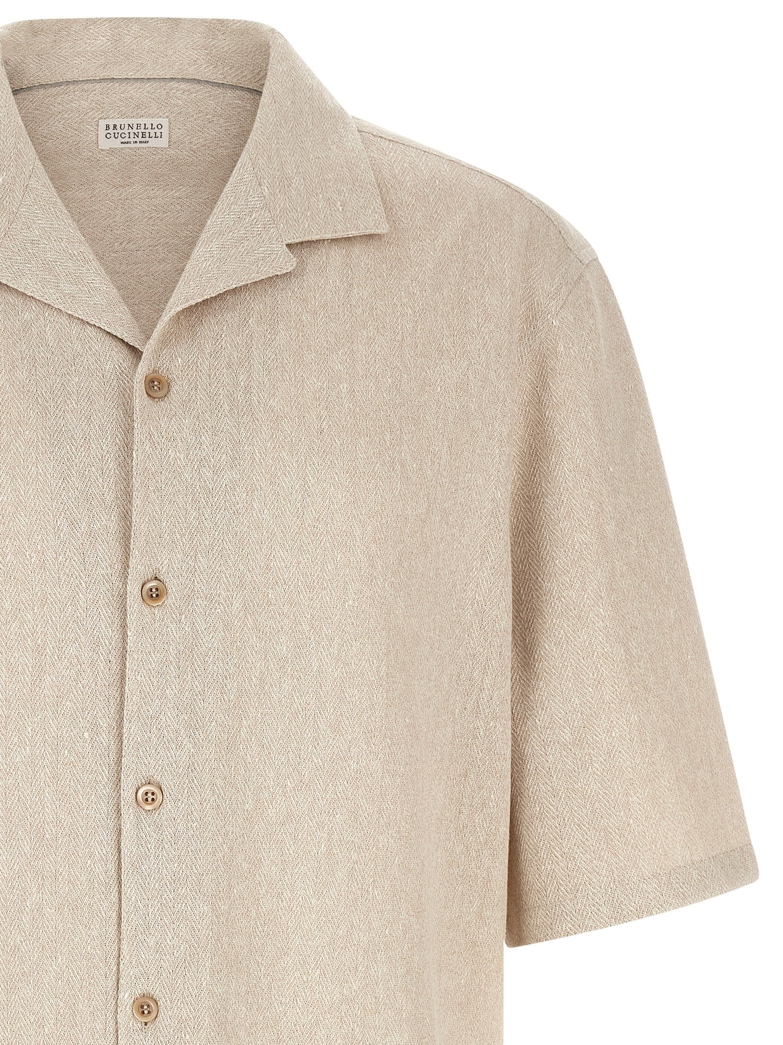 Brunello Cucinelli Beige Linen Men's Blouse