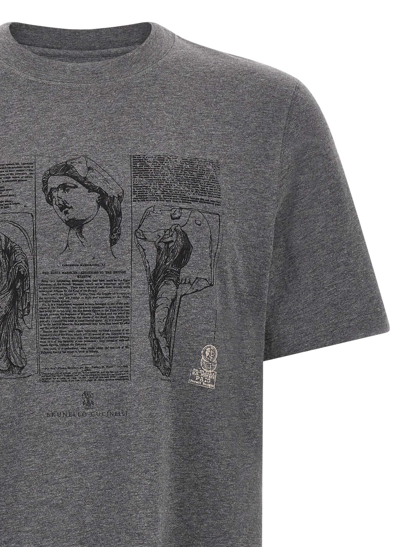 Brunello Cucinelli Gray Cotton Men's T-Shirt
