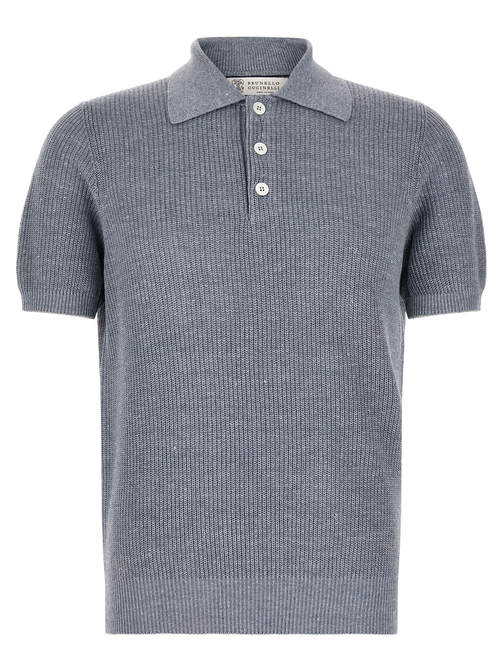 Brunello Cucinelli Blue Linen Polo Men's Shirt
