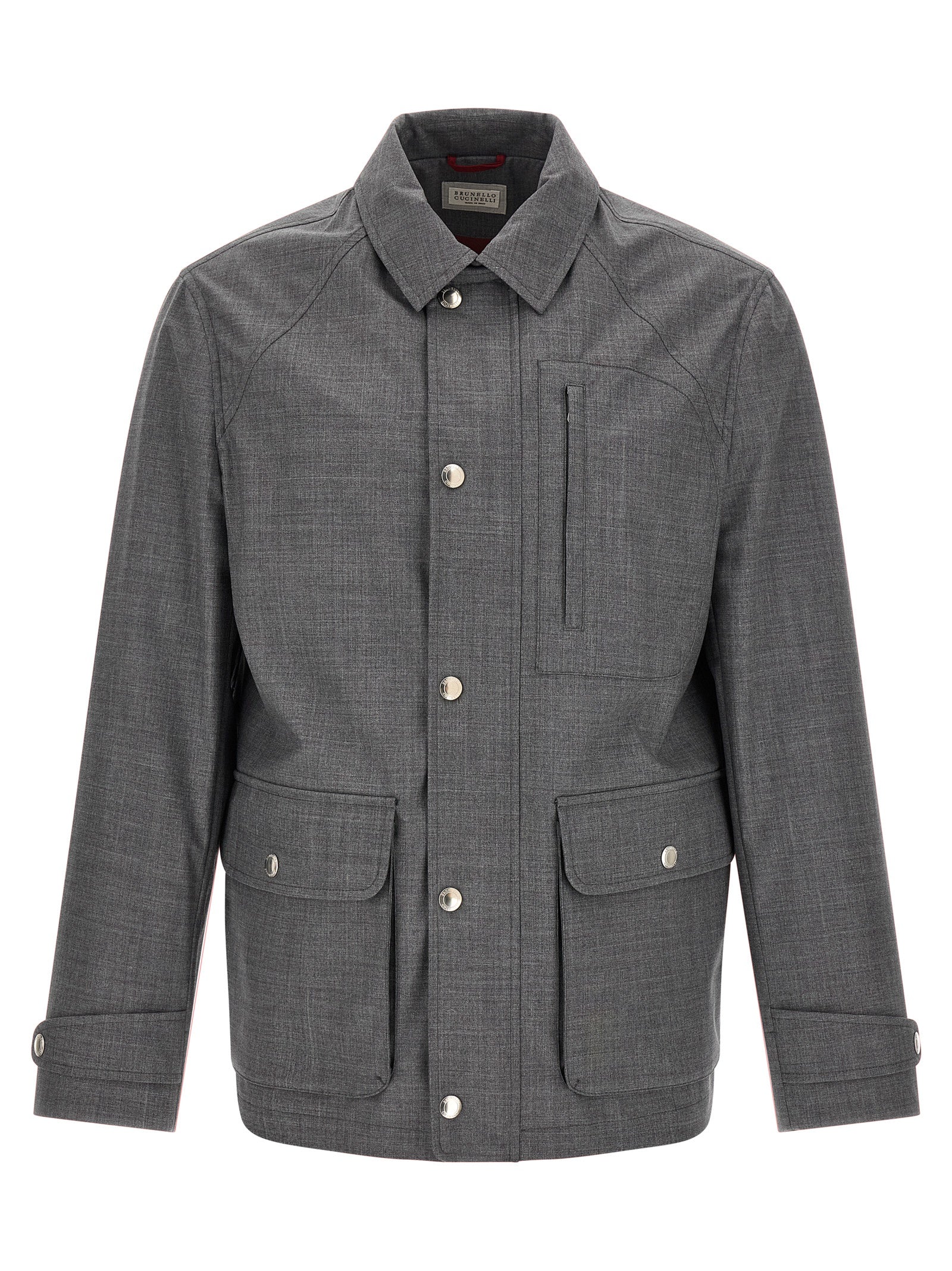 Brunello Cucinelli Gray Virgin Wool Full-Length Men's Jacket