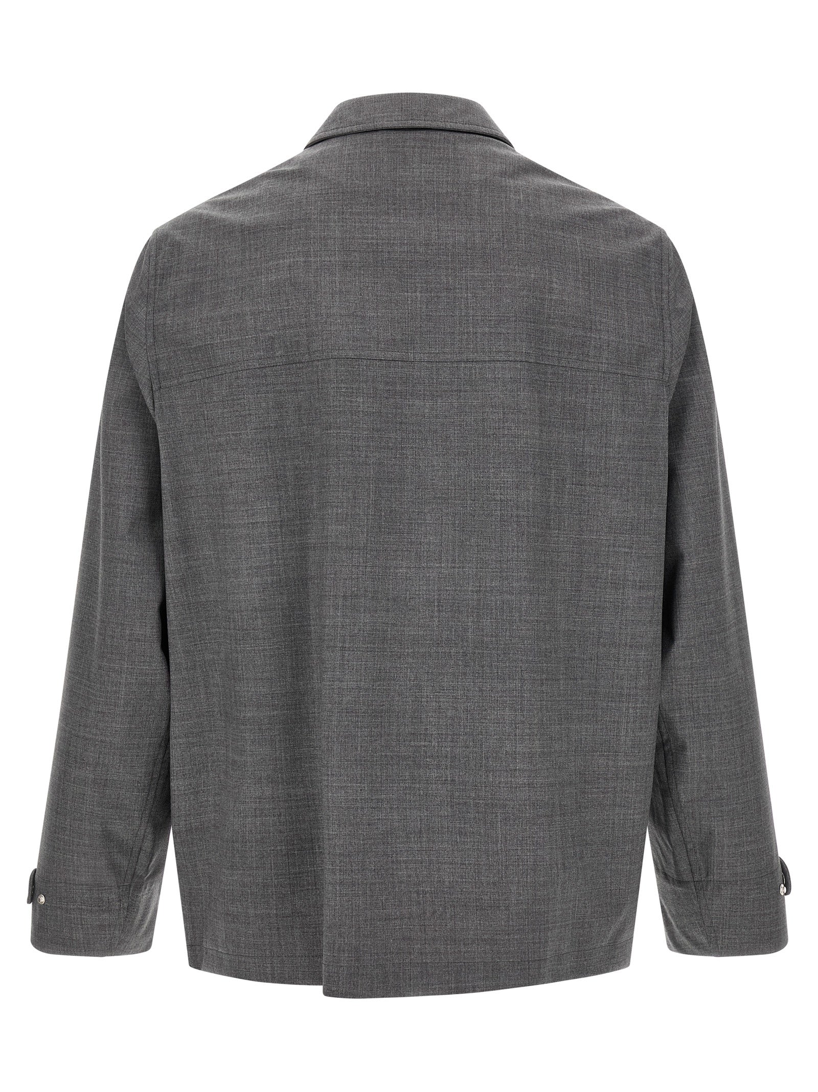 Brunello Cucinelli Gray Virgin Wool Full-Length Men's Jacket