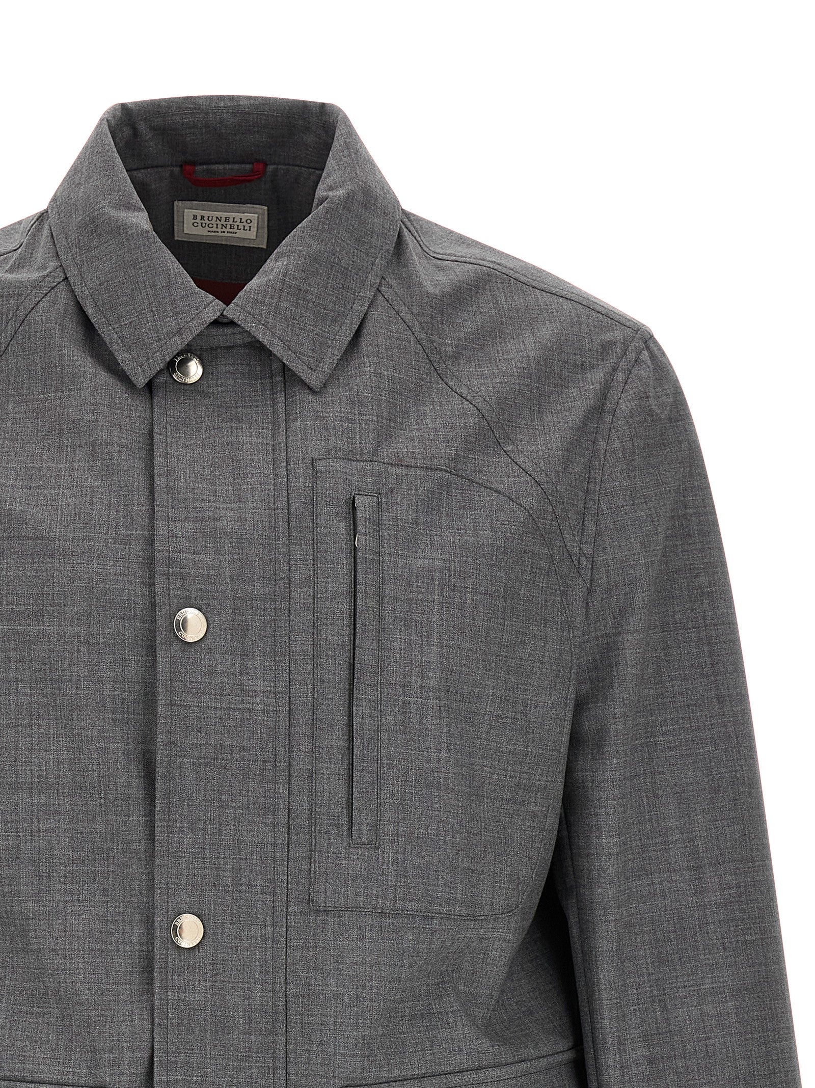 Brunello Cucinelli Gray Virgin Wool Full-Length Men's Jacket