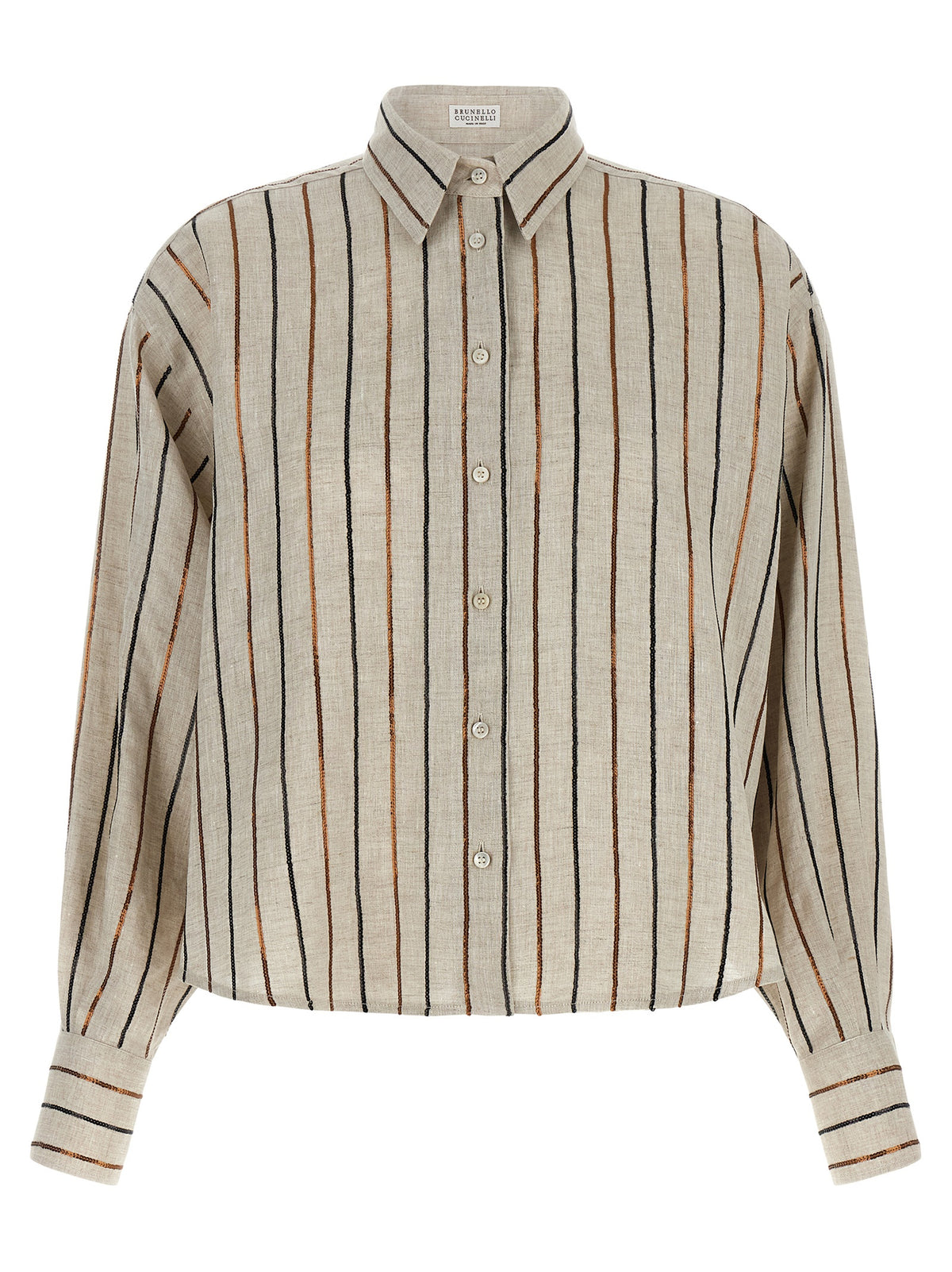 Brunello Cucinelli Beige Linen Women's Blouse