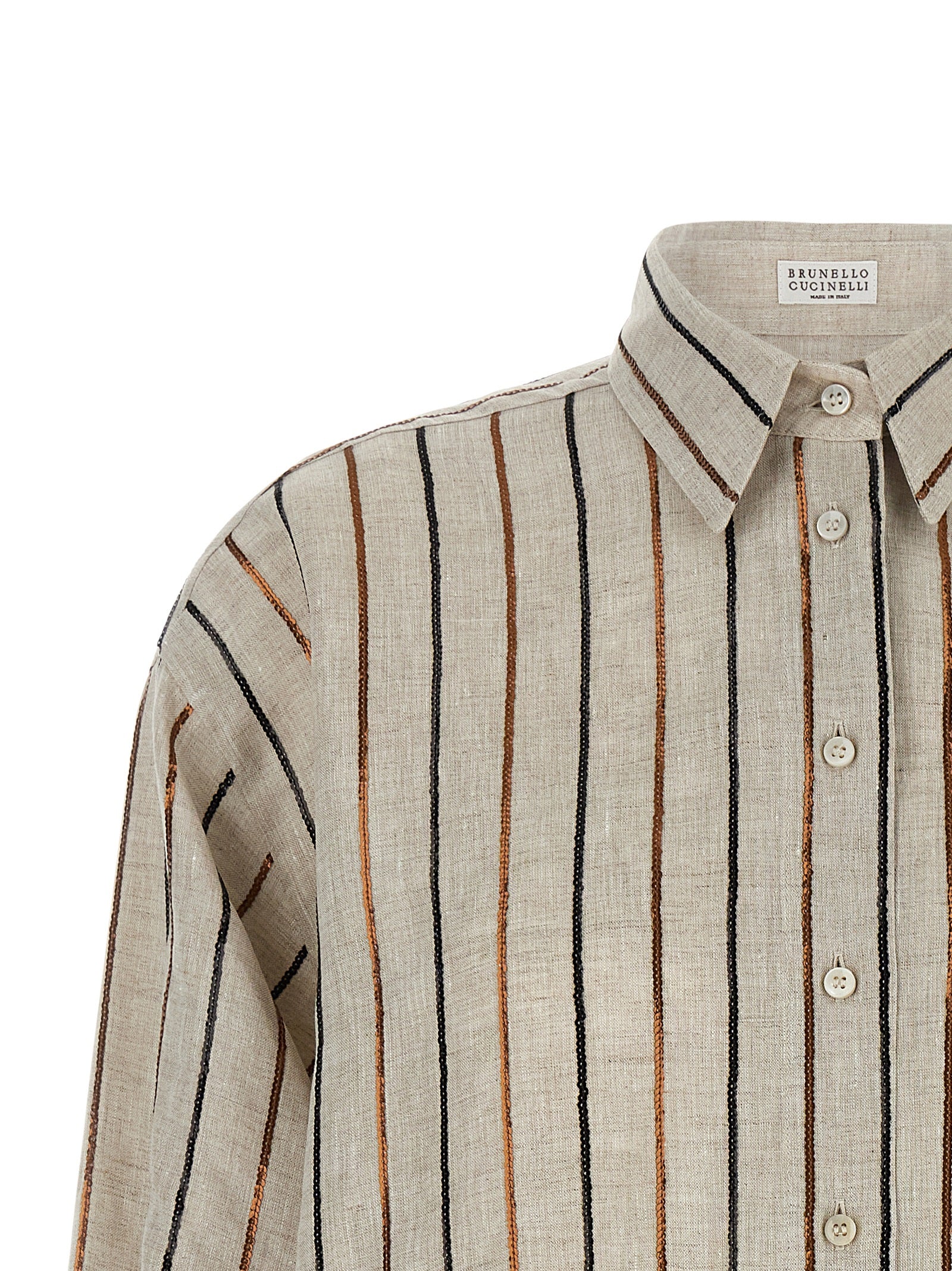Brunello Cucinelli Beige Linen Women's Blouse