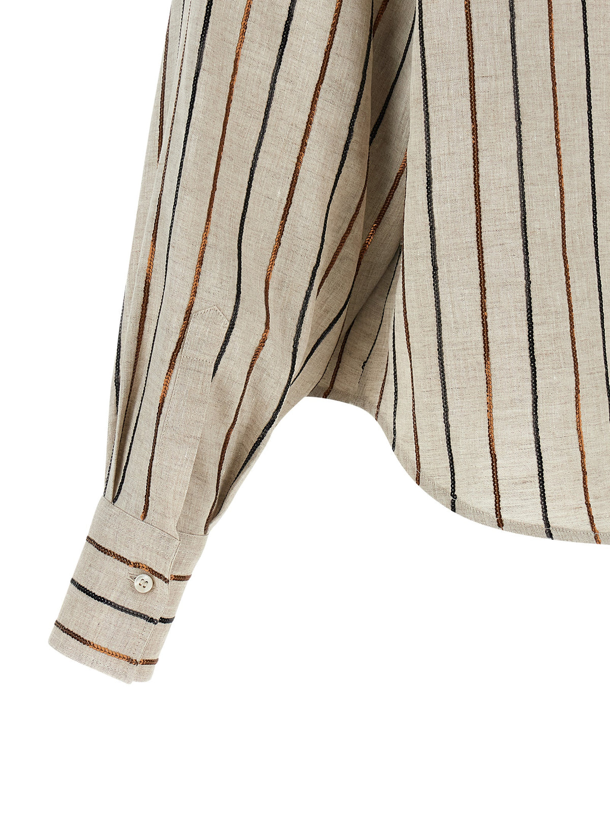 Brunello Cucinelli Beige Linen Women's Blouse