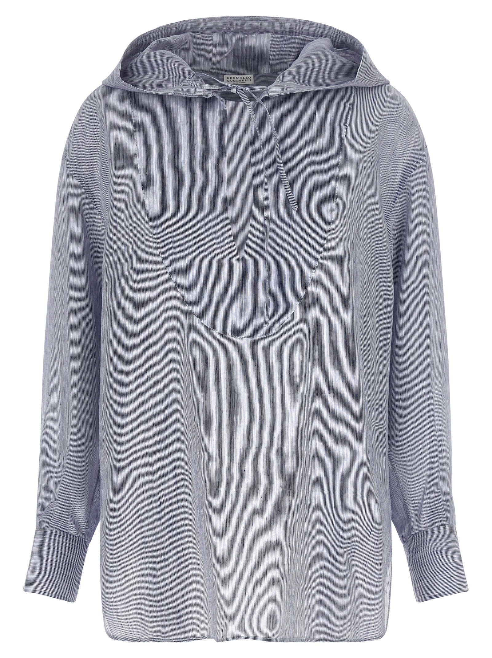 Brunello Cucinelli Blue Linen Women's Blouse