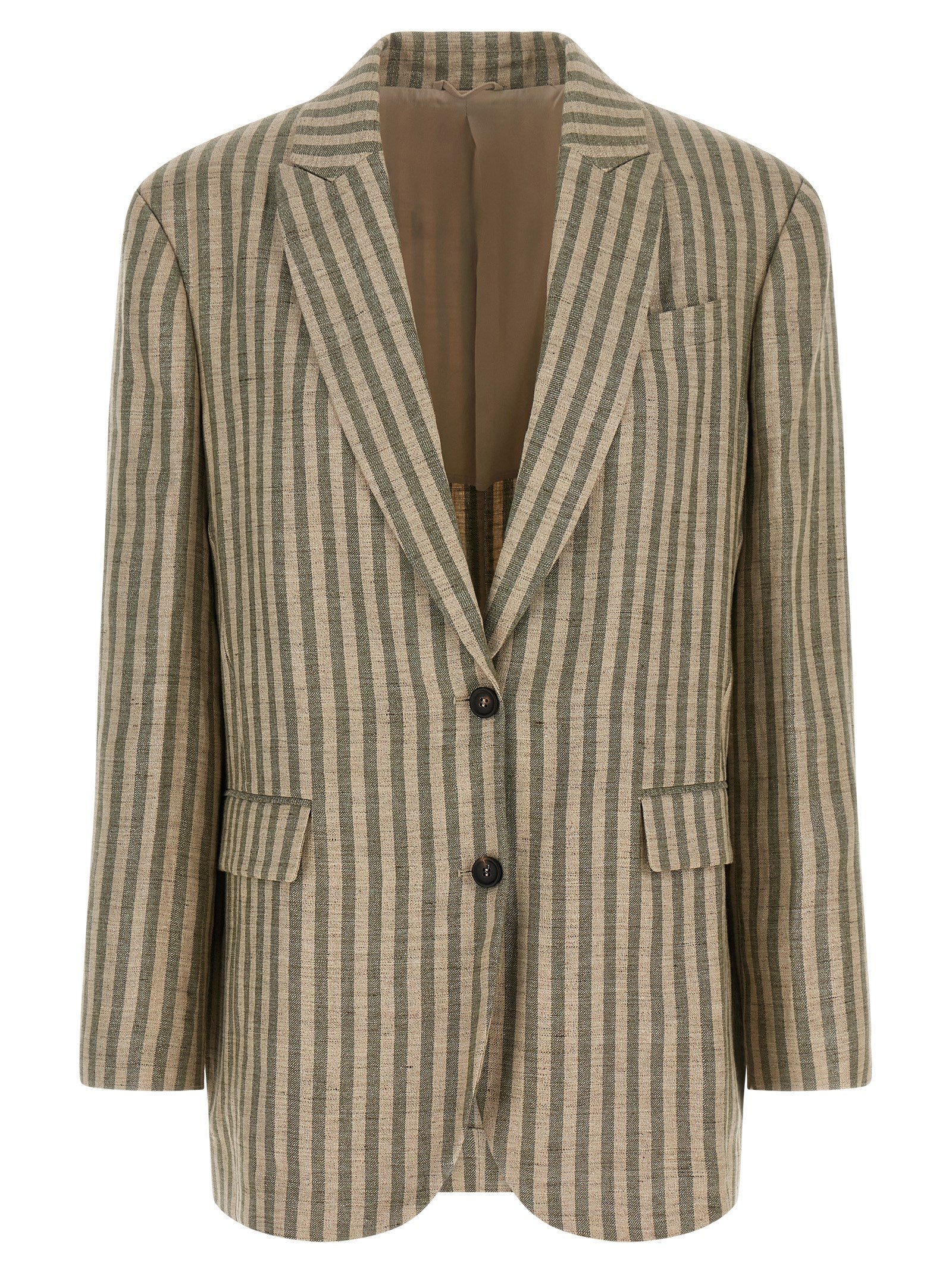 Brunello Cucinelli Bicolor Linen Women's Blazer