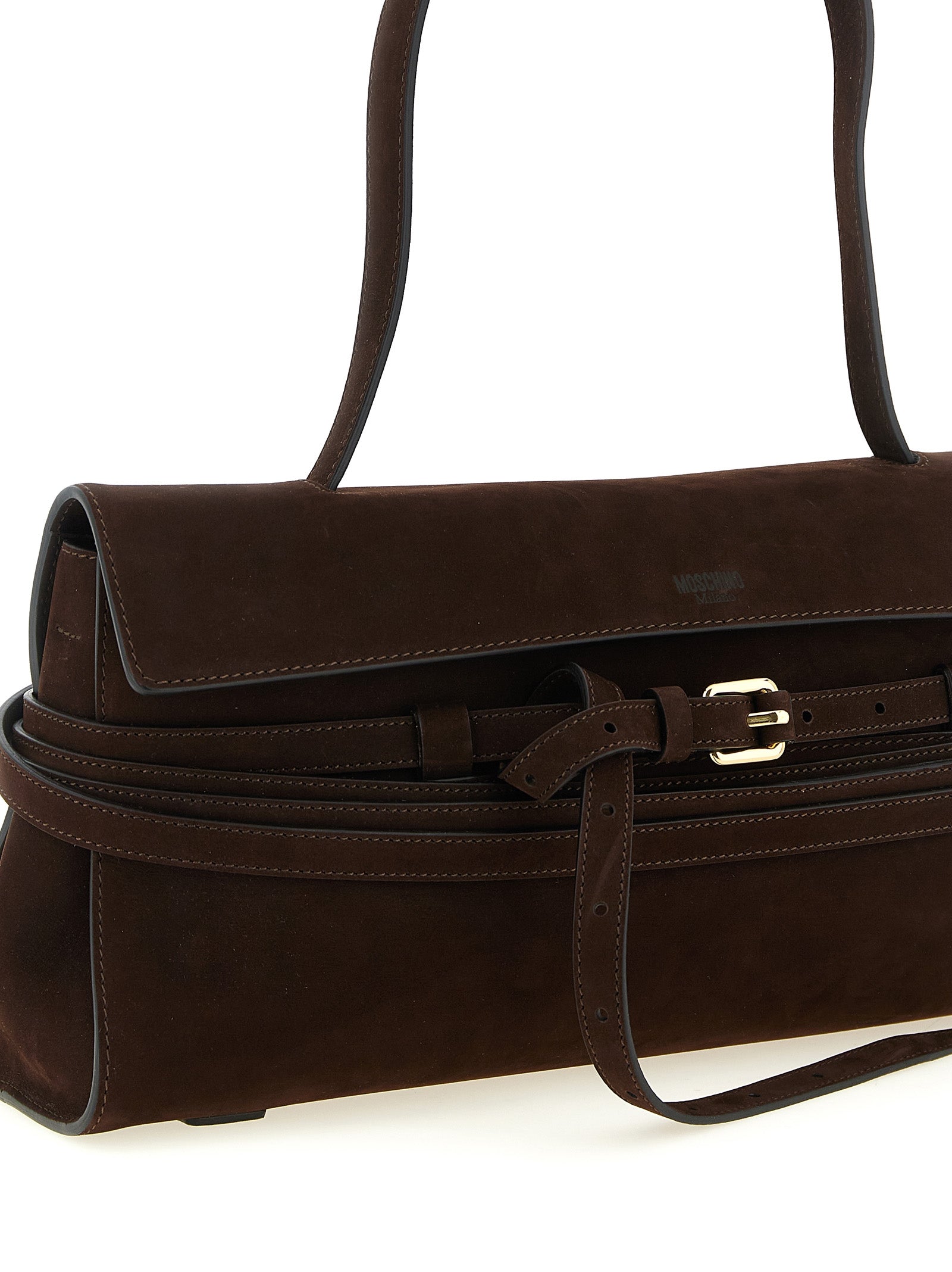 Moschino Brown Calfskin Shoulder Women's Bag