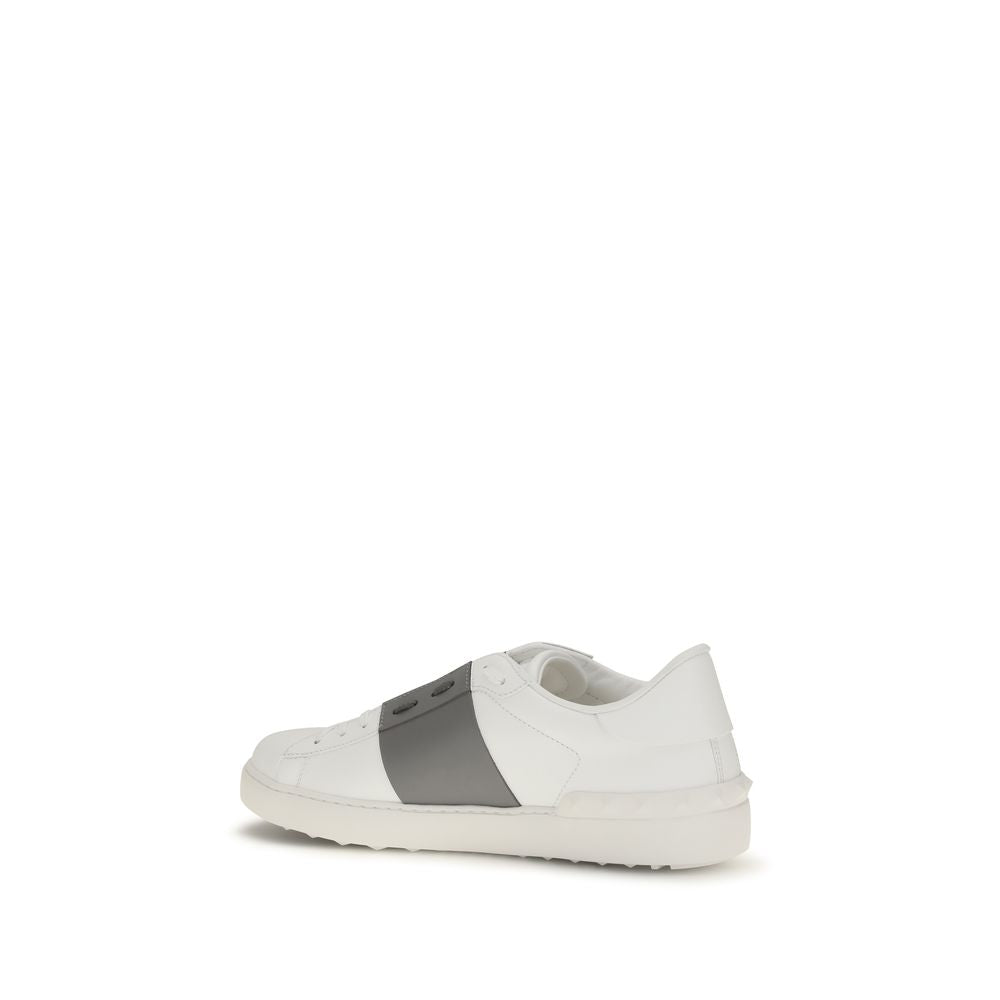 Valentino Garavani Silver Calf Leather Bos Taurus Low Top Men's Sneakers
