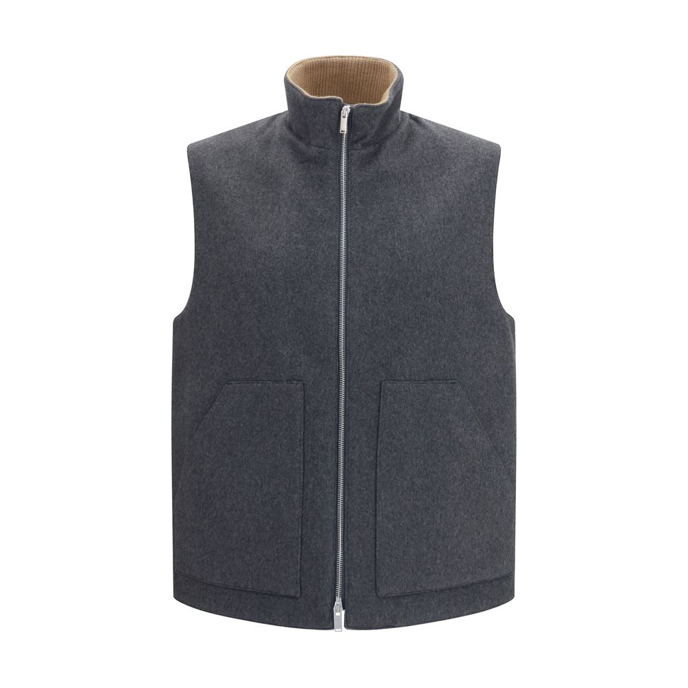 Lardini Gray Wool Oves Aries Sleeveless Men's Jacket