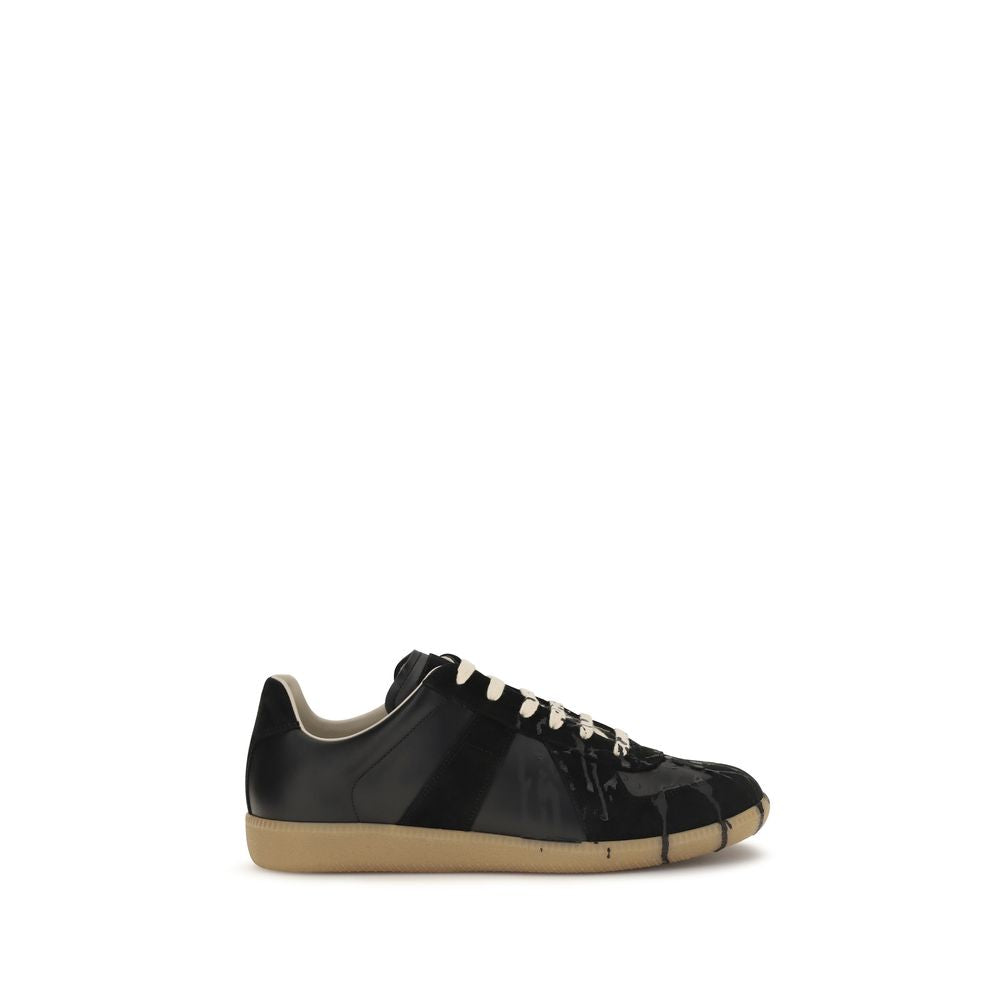 Maison Margiela Black Suede Leather Athletic Men's Sneakers