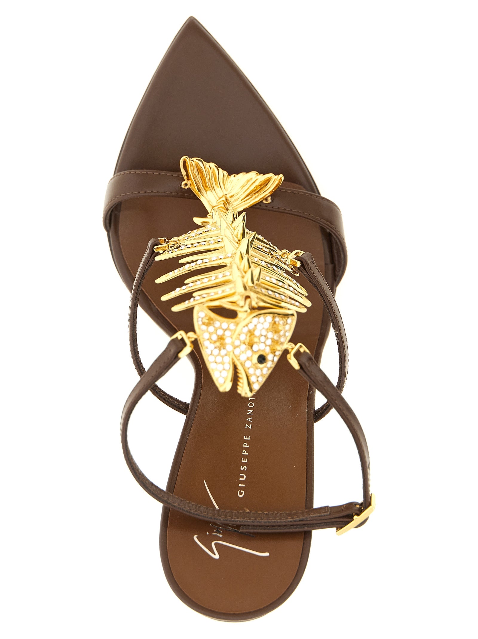 Giuseppe Zanotti Brown Lamb Leather Stiletto Heel Women's Sandals