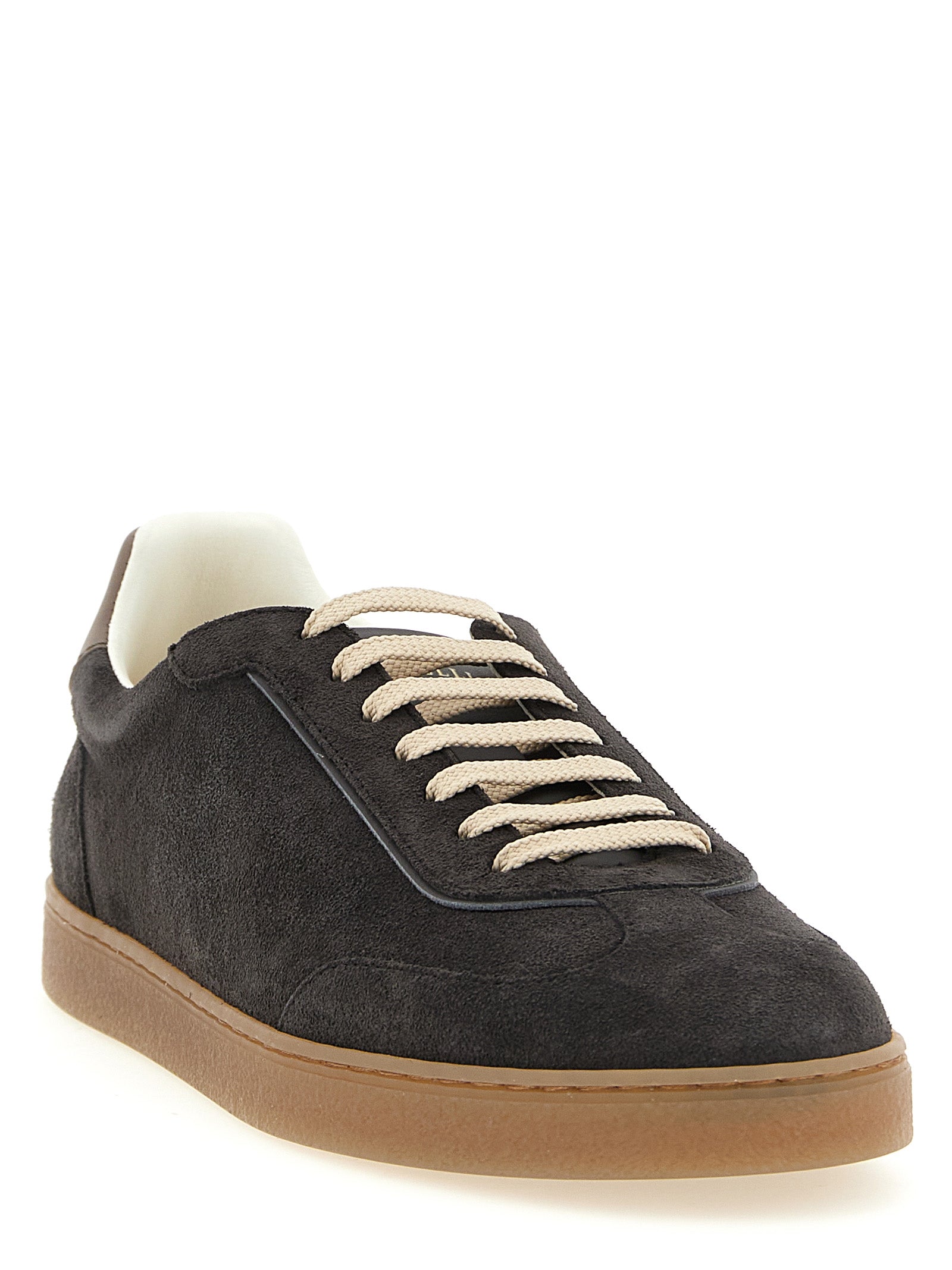 Brunello Cucinelli Gray Calfskin Low Top Men's Sneakers