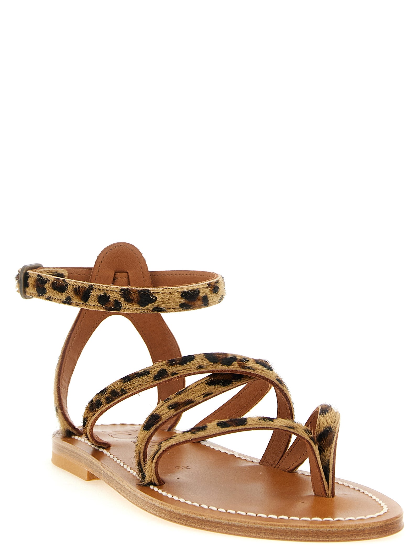 K.JACQUES SAINT TROPEZ Brown Cowhide Flat Women's Sandals