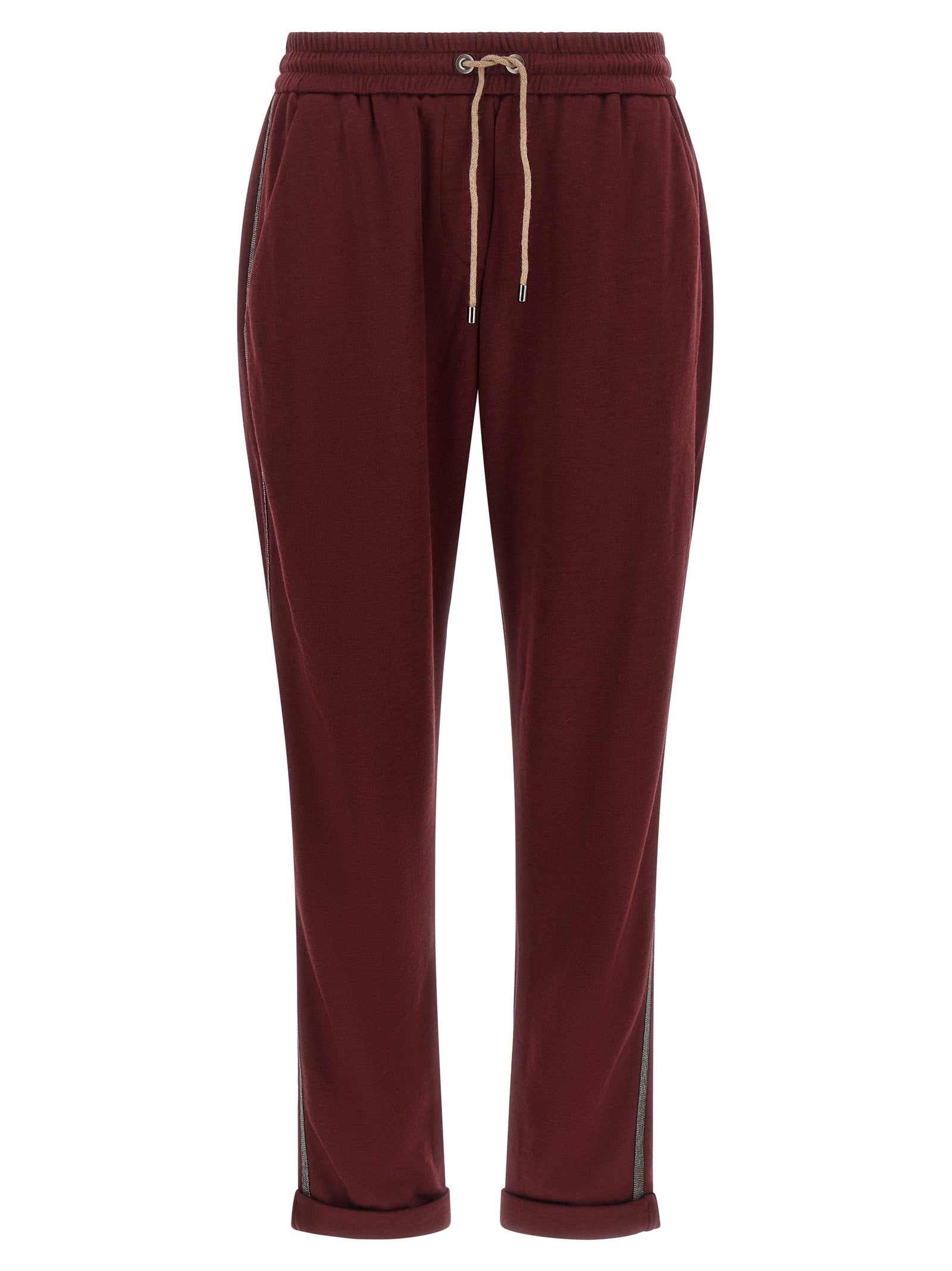 Brunello Cucinelli Bordeaux Cotton Joggers (Workout Women's Pants)