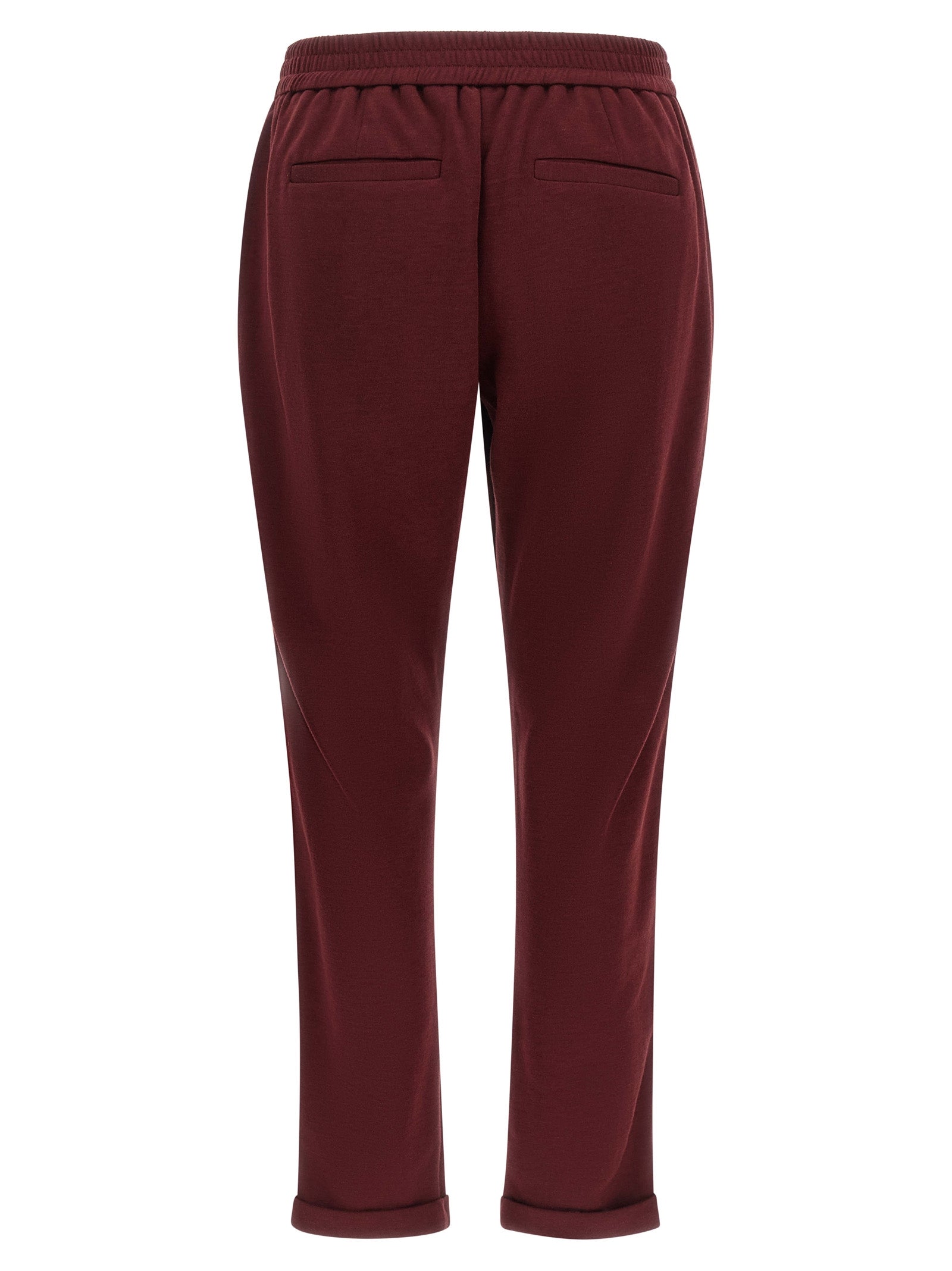 Brunello Cucinelli Bordeaux Cotton Joggers (Workout Women's Pants)