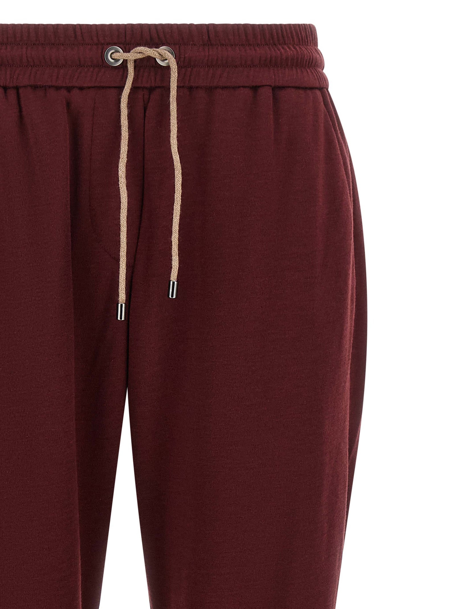 Brunello Cucinelli Bordeaux Cotton Joggers (Workout Women's Pants)