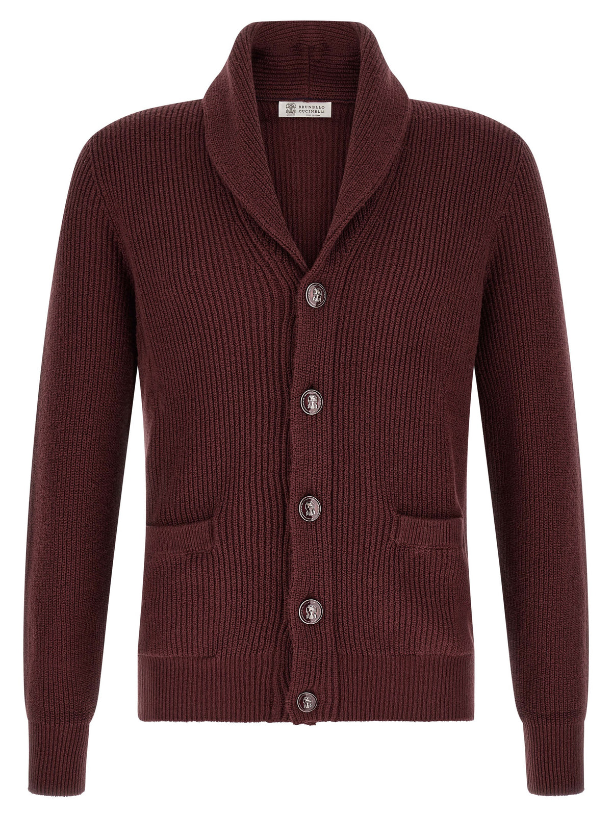 Brunello Cucinelli Bordeaux Cotton Men's Cardigan