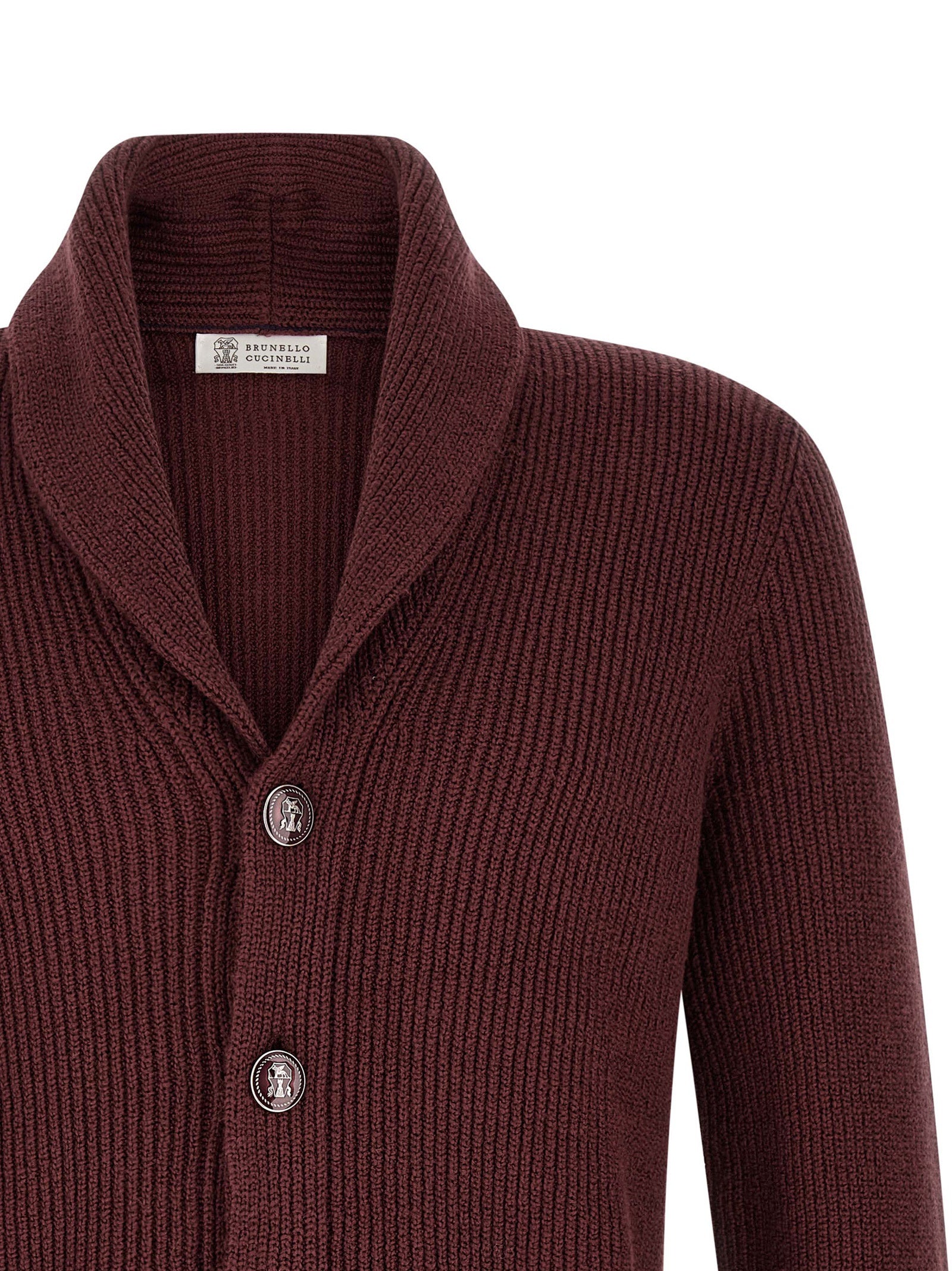 Brunello Cucinelli Bordeaux Cotton Men's Cardigan
