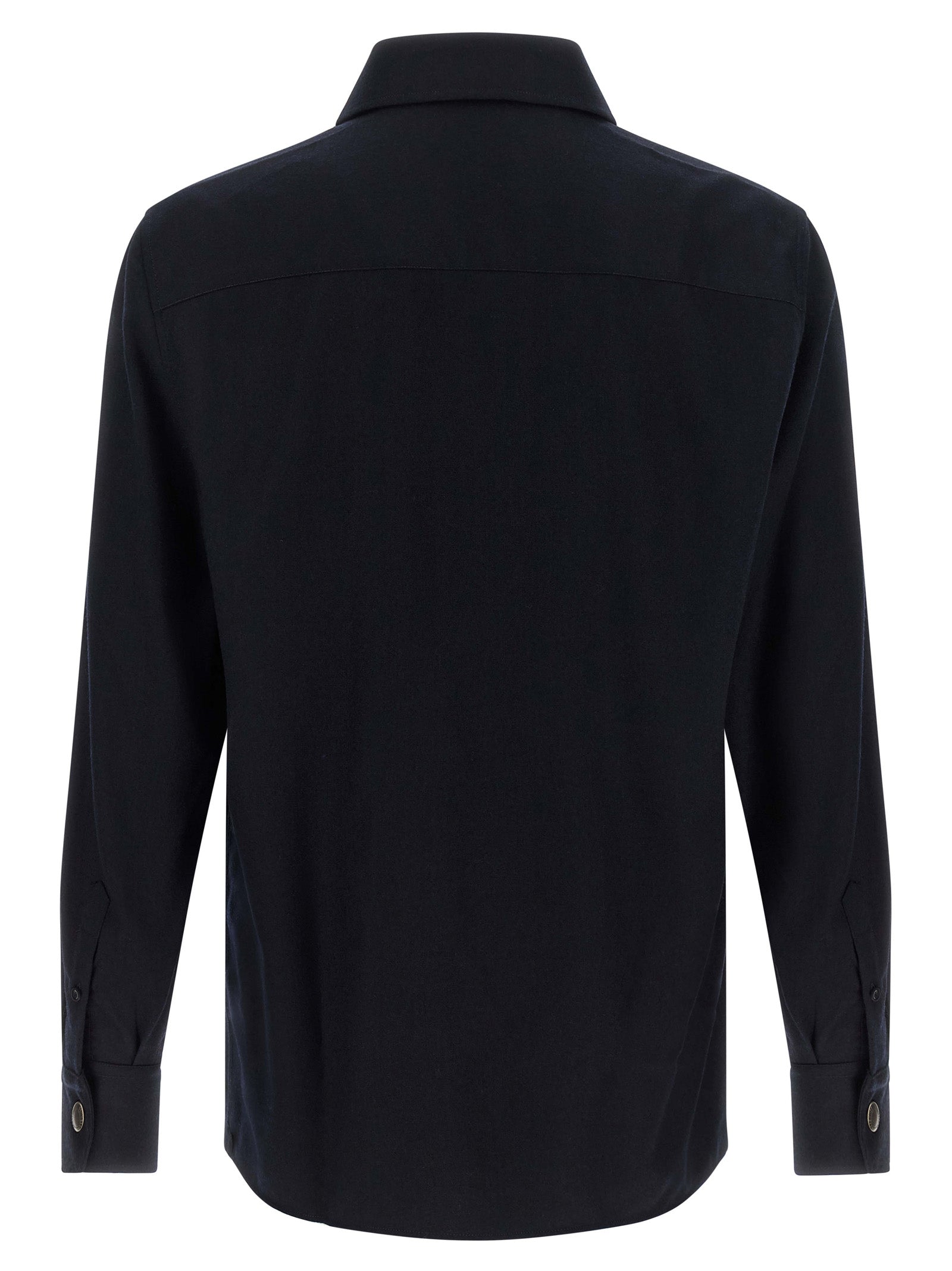 Brunello Cucinelli Blue Virgin Wool Men's Blouse