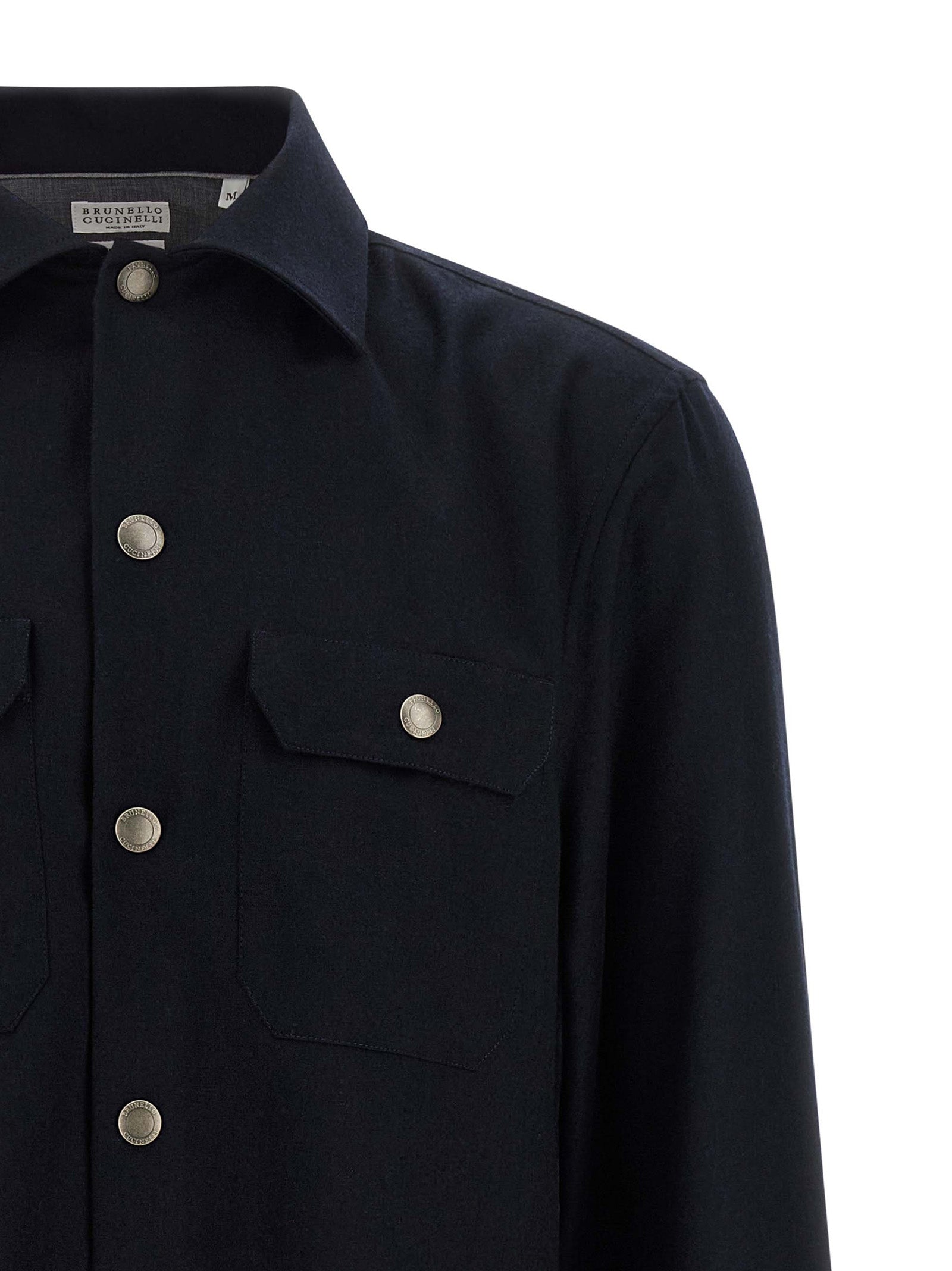 Brunello Cucinelli Blue Virgin Wool Men's Blouse