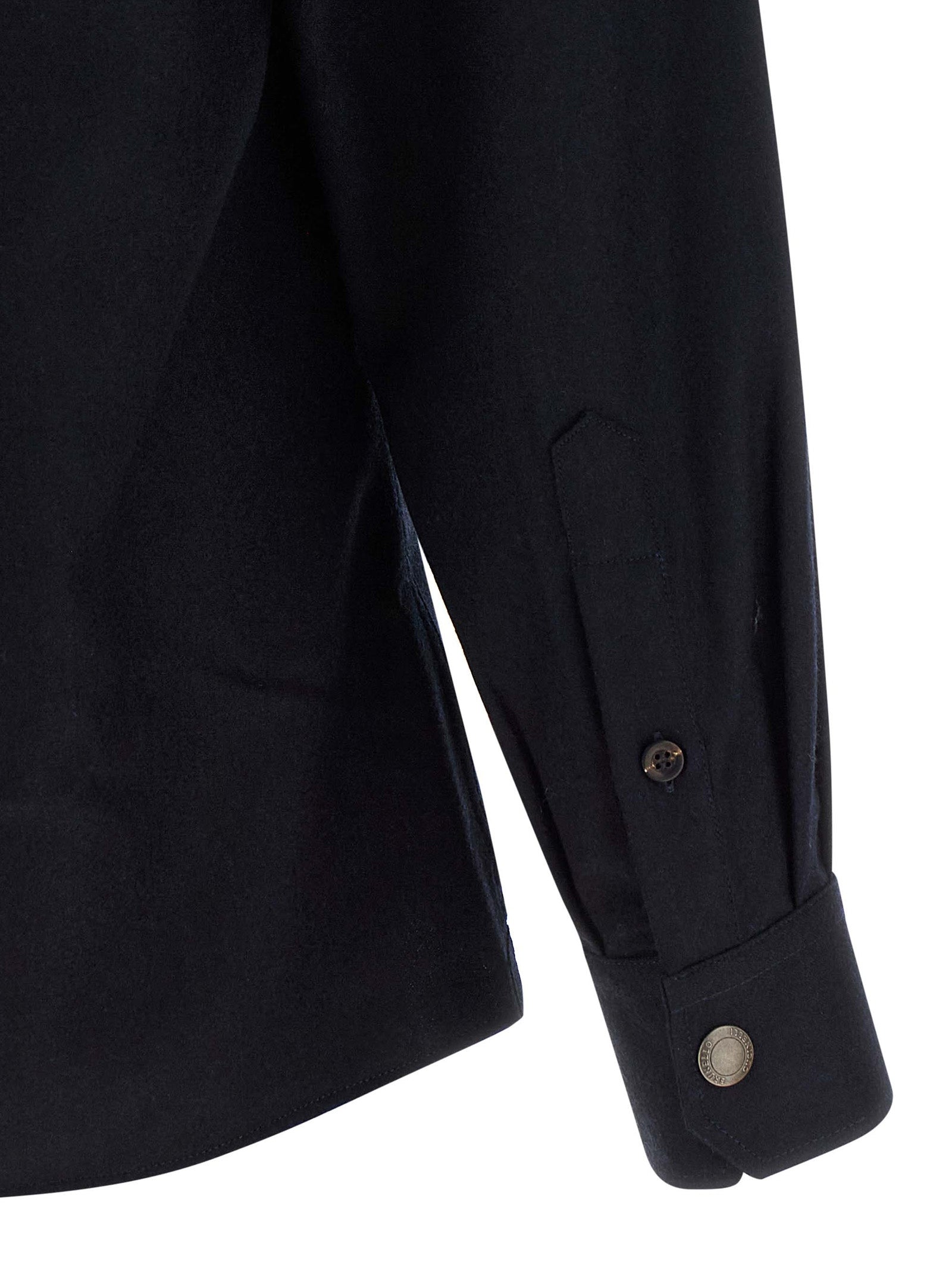 Brunello Cucinelli Blue Virgin Wool Men's Blouse