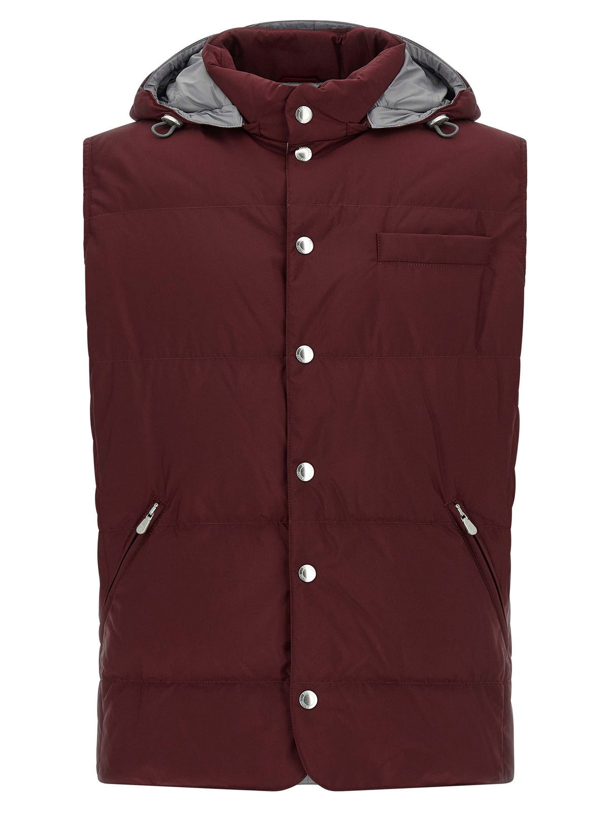 Brunello Cucinelli Bordeaux Polyester Sleeveless Men's Jacket