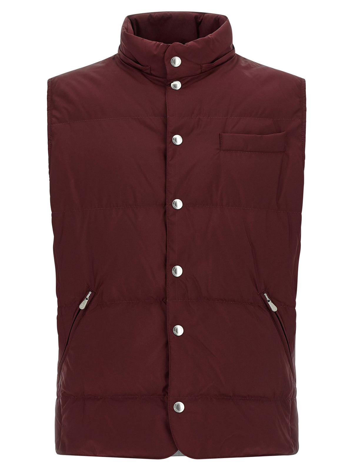Brunello Cucinelli Bordeaux Polyester Sleeveless Men's Jacket