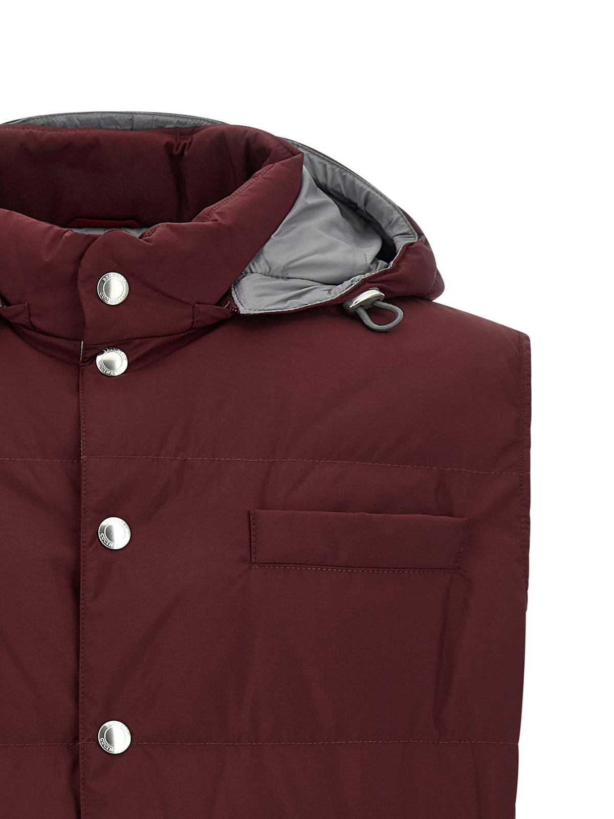Brunello Cucinelli Bordeaux Polyester Sleeveless Men's Jacket