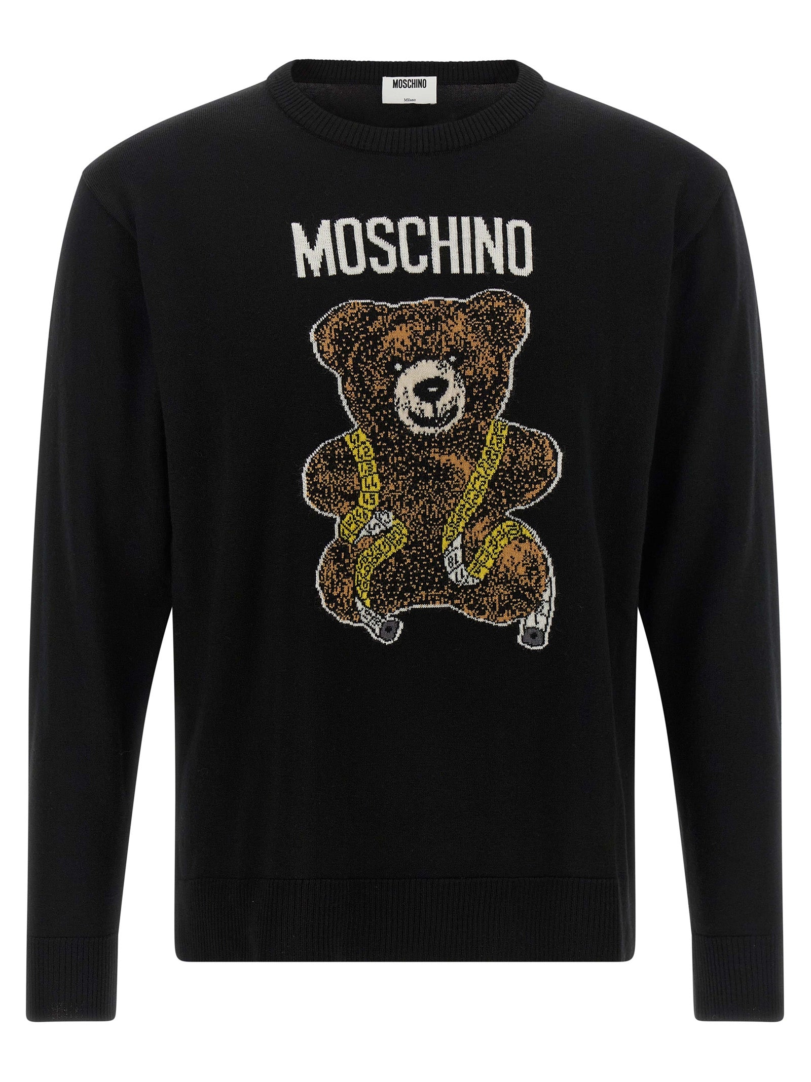 Moschino Black Virgin Wool Men's Cardigan
