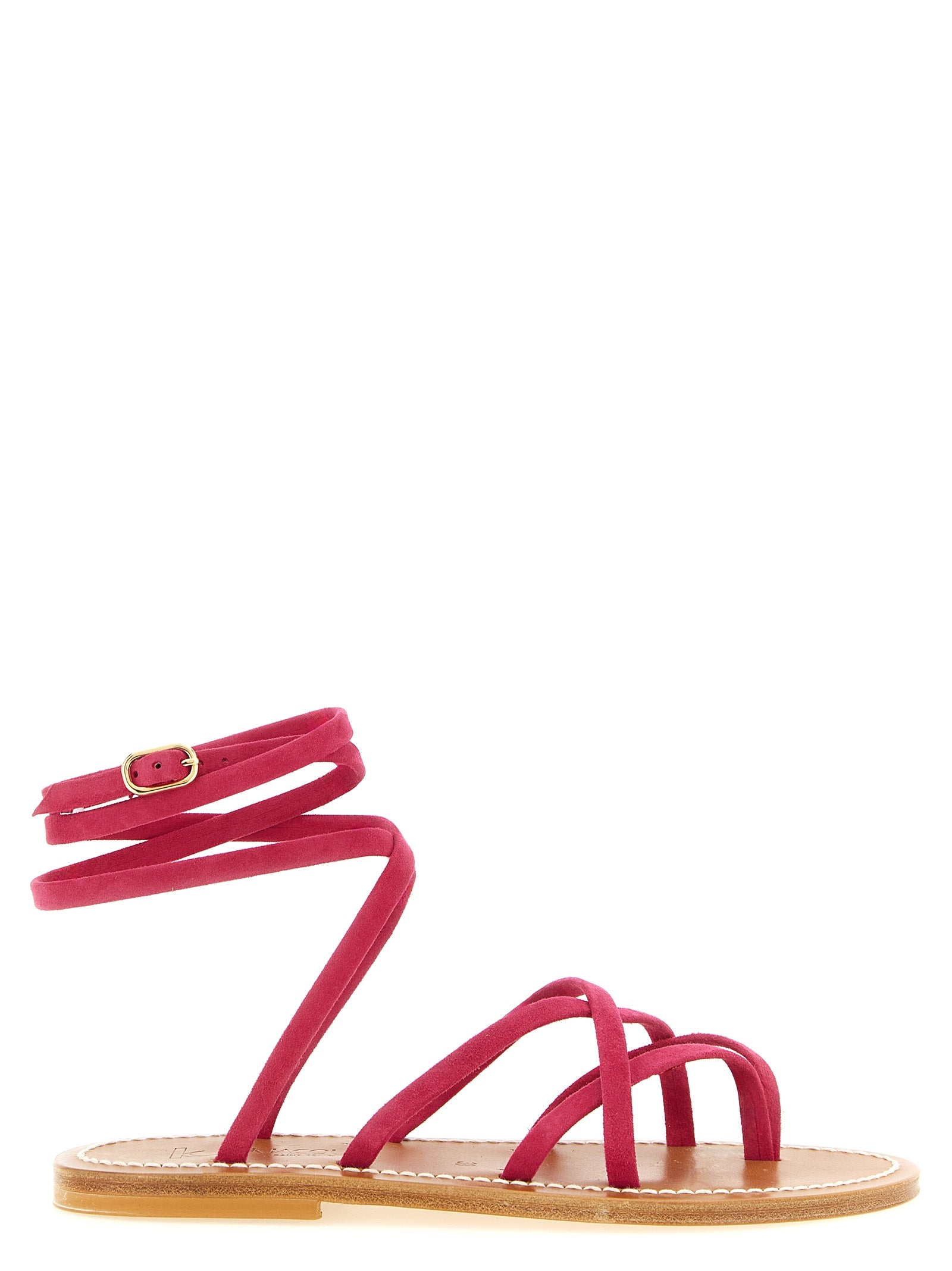 K.JACQUES SAINT TROPEZ Fuchsia Calfskin Flat Women's Sandals