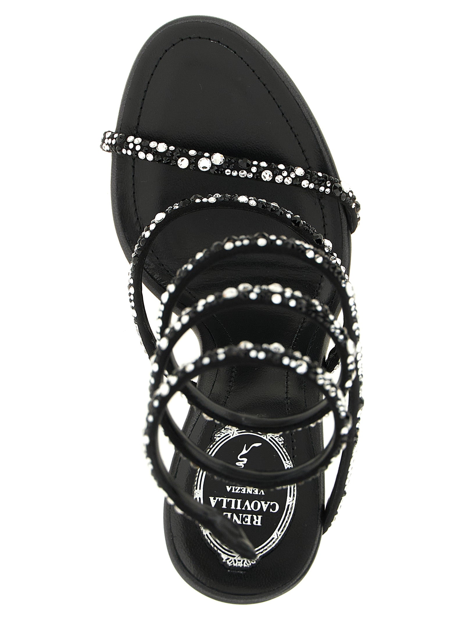 RENE CAOVILLA Bicolor Viscose Stiletto Heel Women's Sandals