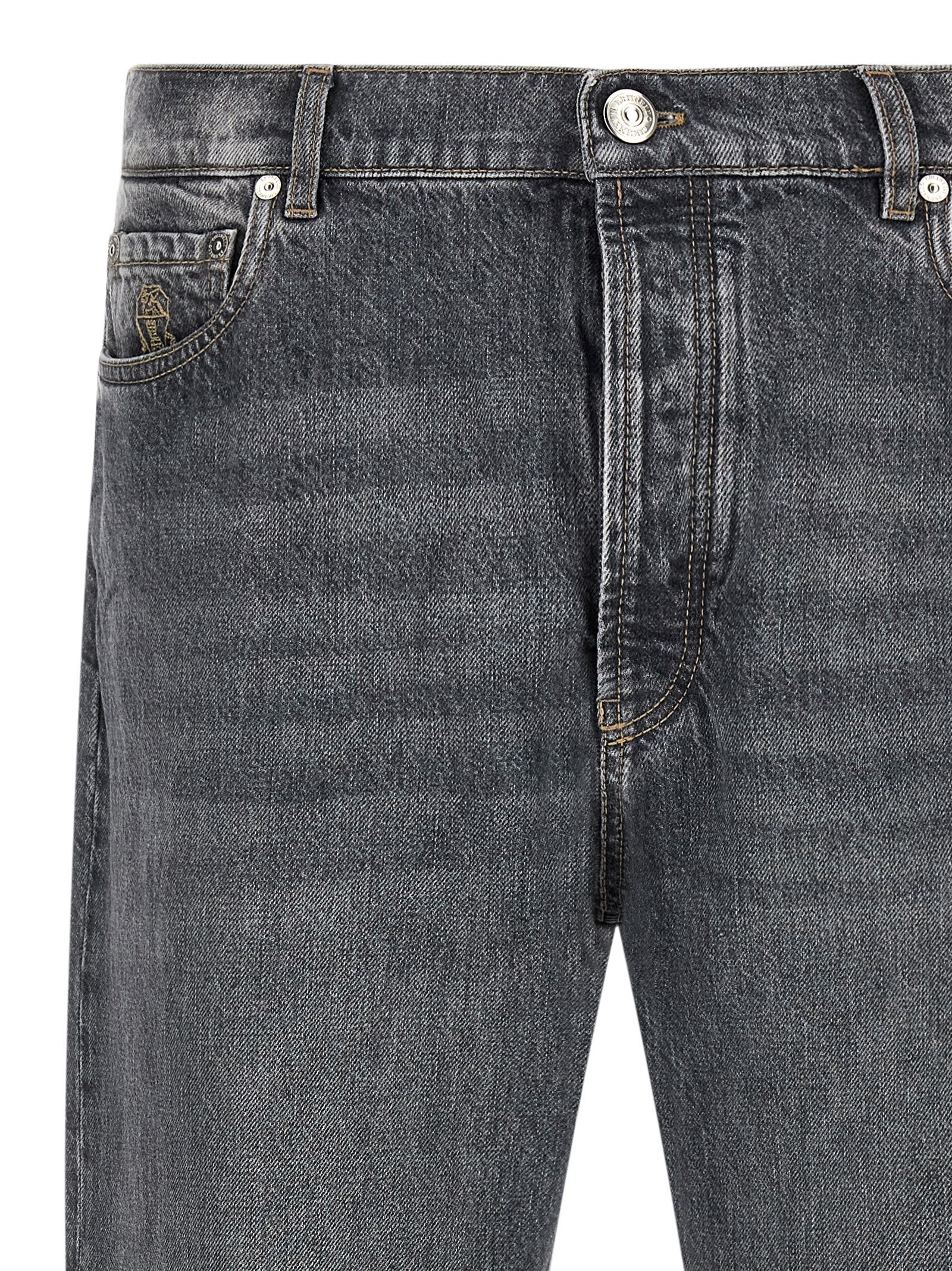 Brunello Cucinelli Gray Cotton Straight-Leg Men's Jeans