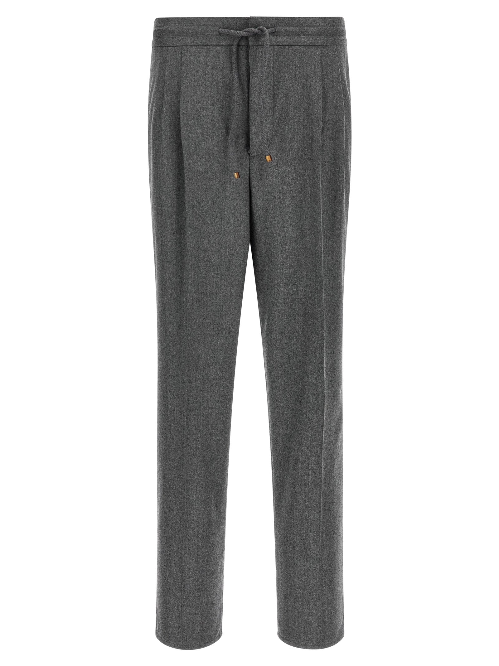 Brunello Cucinelli Gray Virgin Wool Casual Men's Pants
