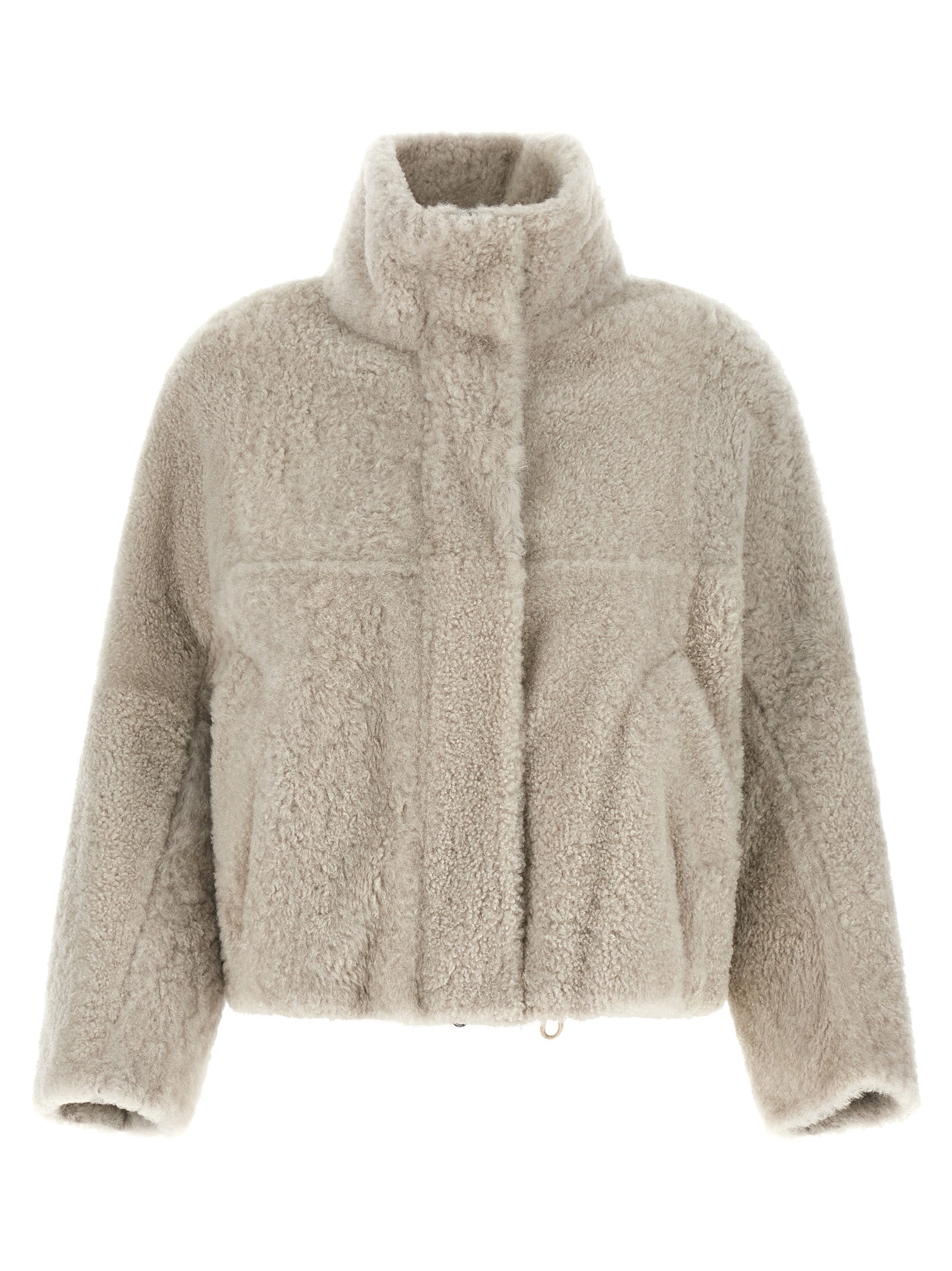 Brunello Cucinelli Beige Lamb Leather Full-Length Women's Jacket