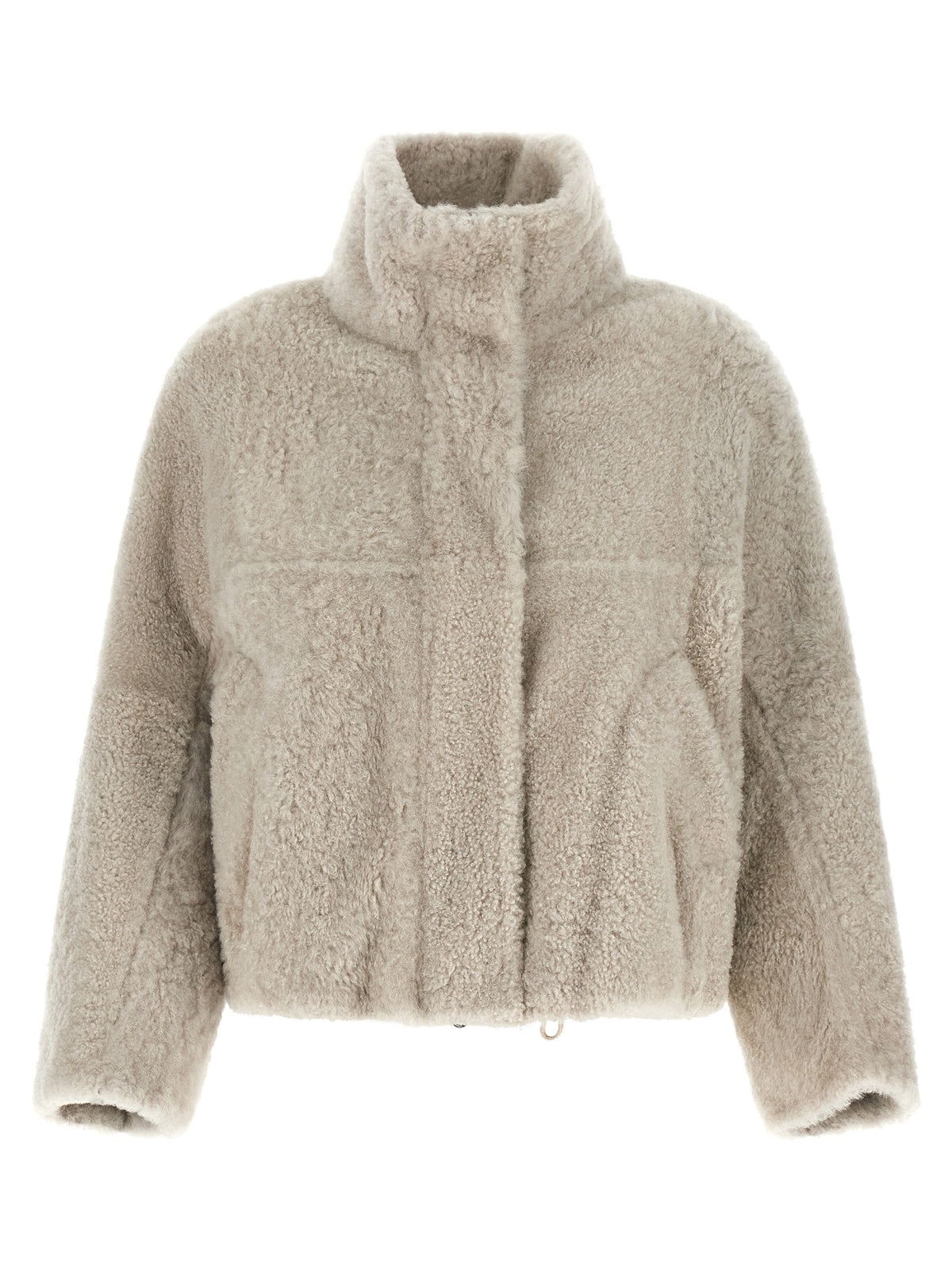 Brunello Cucinelli Beige Lamb Leather Full-Length Women's Jacket