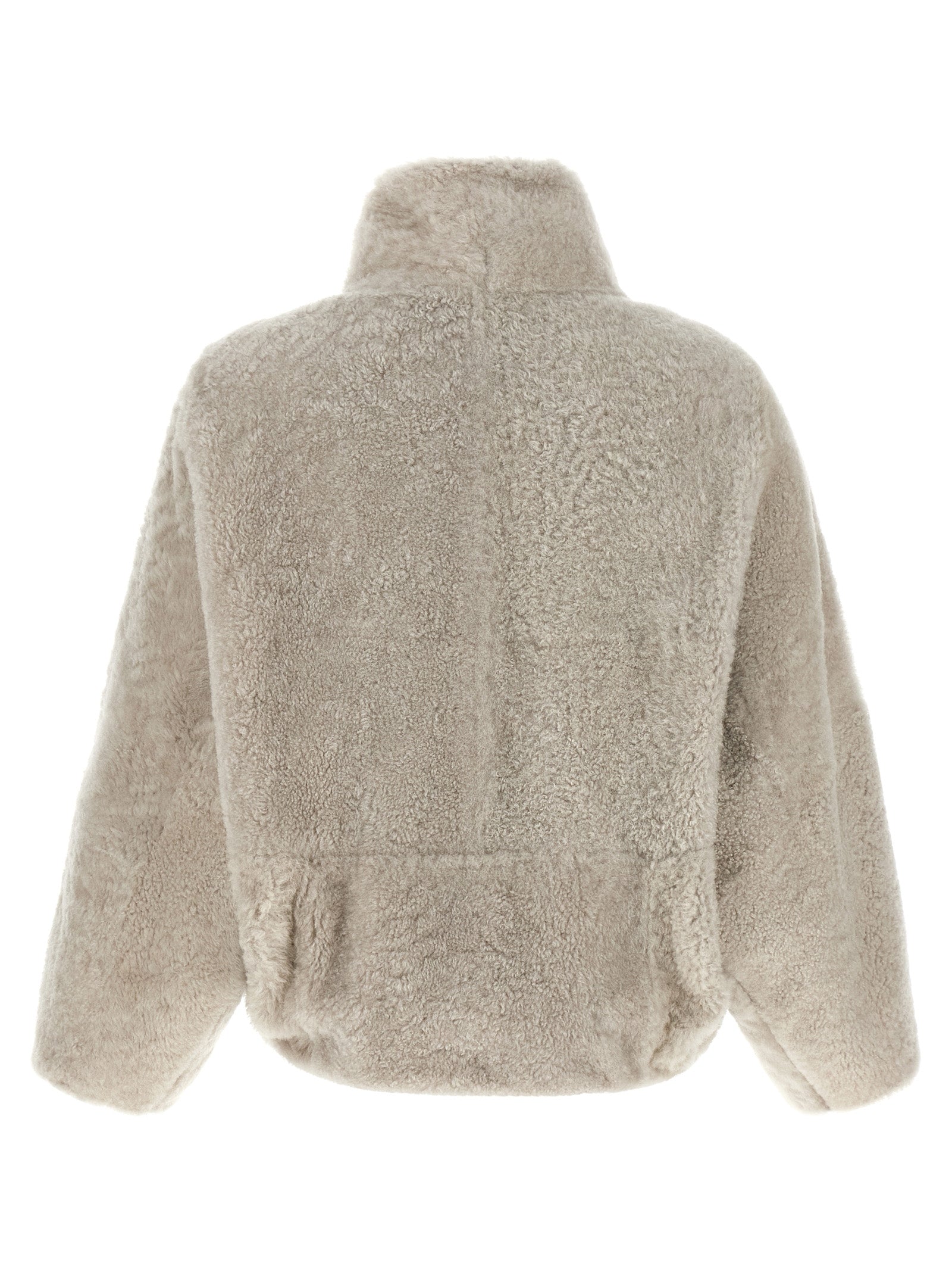Brunello Cucinelli Beige Lamb Leather Full-Length Women's Jacket