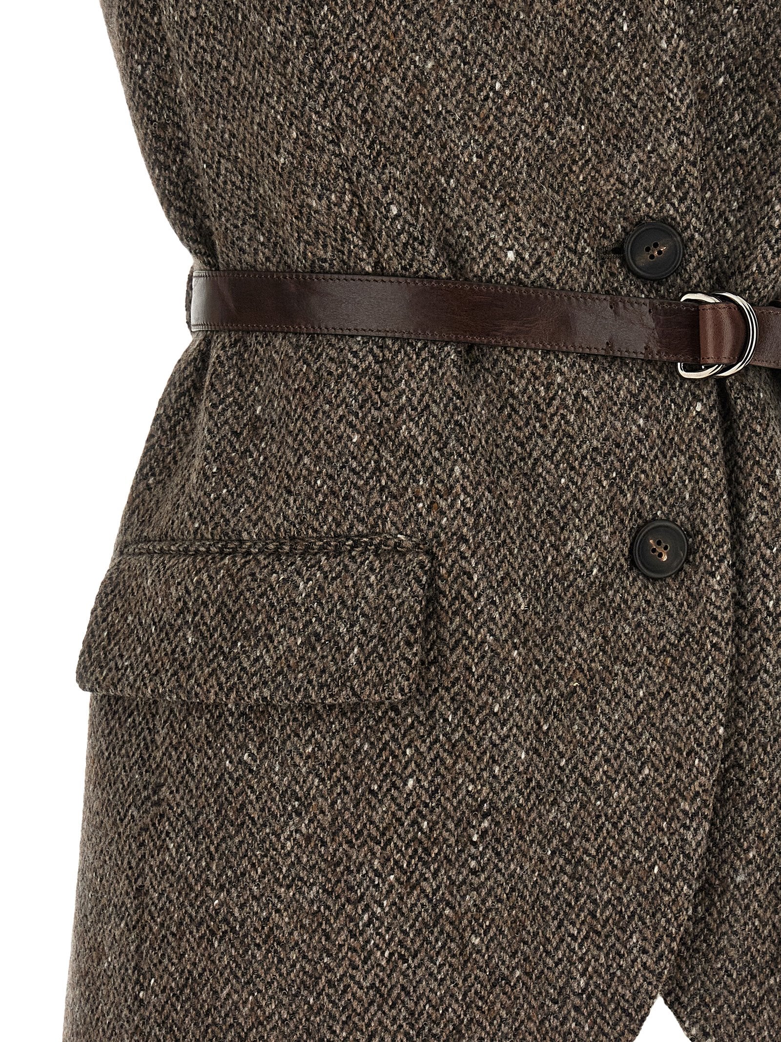 Brunello Cucinelli Brown Virgin Wool Sleeveless Women's Jacket