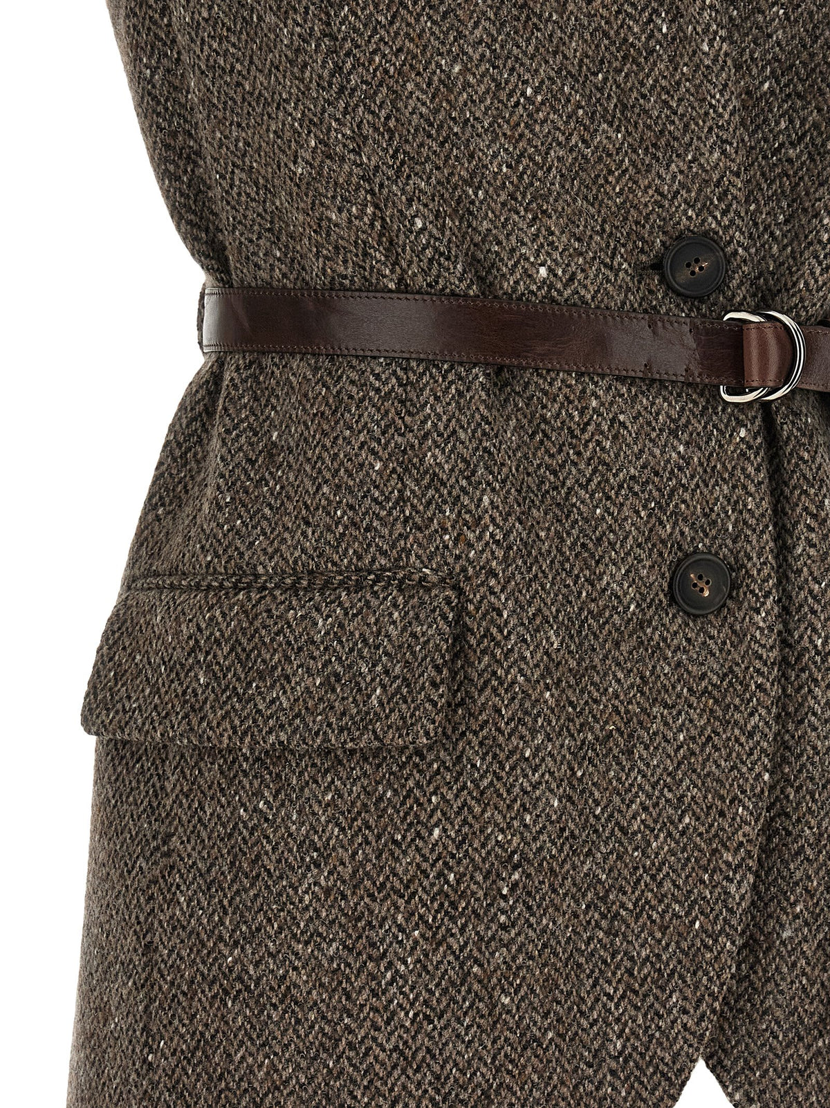 Brunello Cucinelli Brown Virgin Wool Sleeveless Women's Jacket