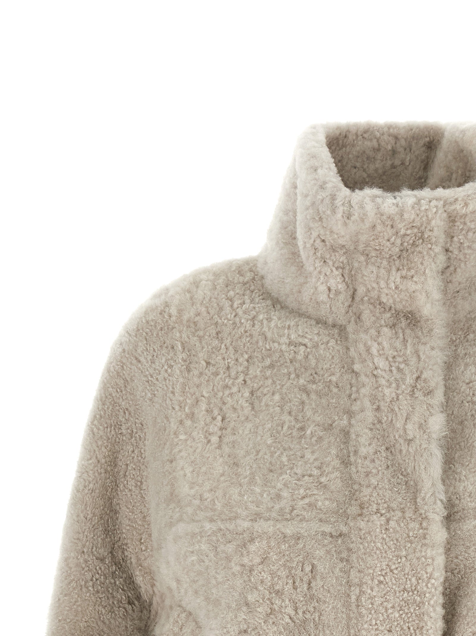 Brunello Cucinelli Beige Lamb Leather Full-Length Women's Jacket