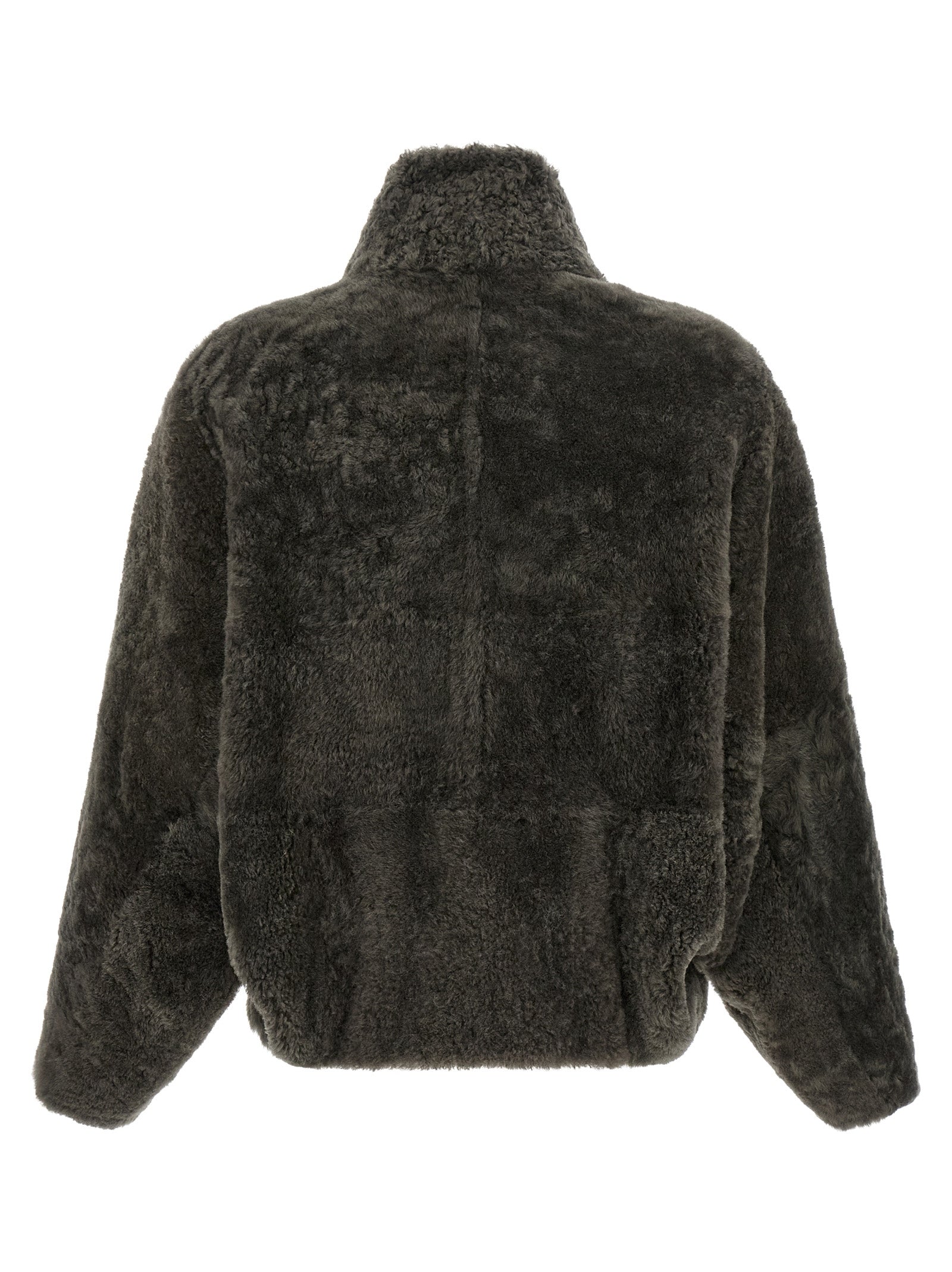 Brunello Cucinelli Gray Lamb Leather Full-Length Women's Jacket