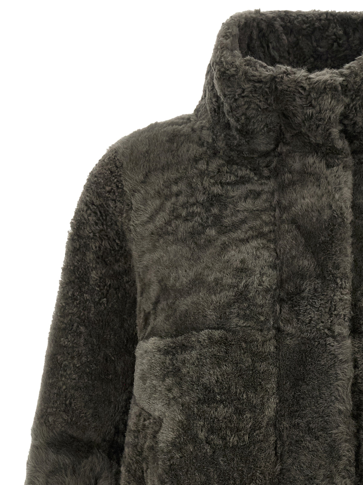 Brunello Cucinelli Gray Lamb Leather Full-Length Women's Jacket