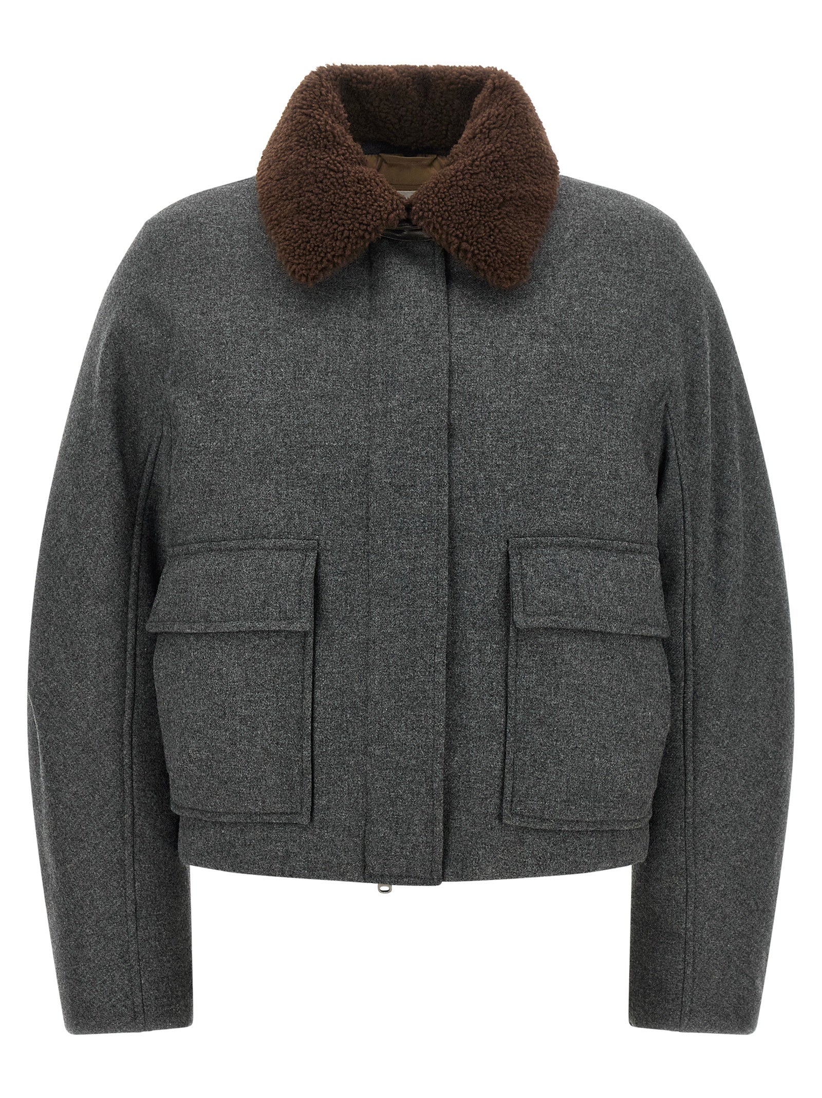 Brunello Cucinelli Gray Virgin Wool Full-Length Women's Jacket