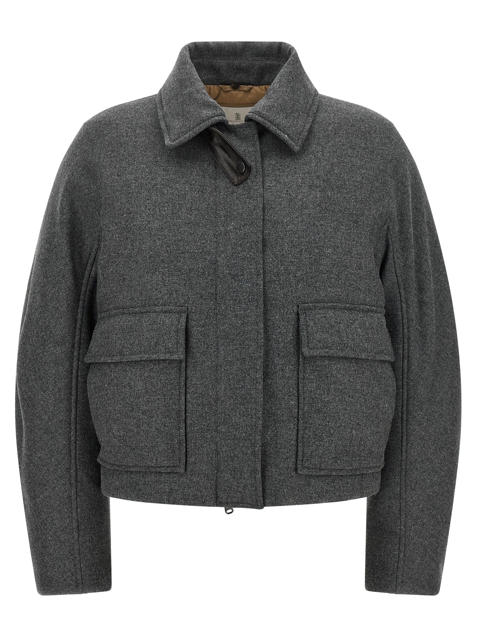 Brunello Cucinelli Gray Virgin Wool Full-Length Women's Jacket