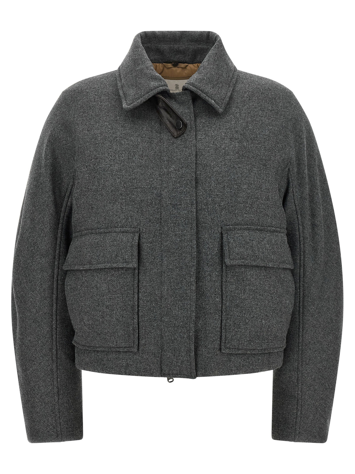 Brunello Cucinelli Gray Virgin Wool Full-Length Women's Jacket