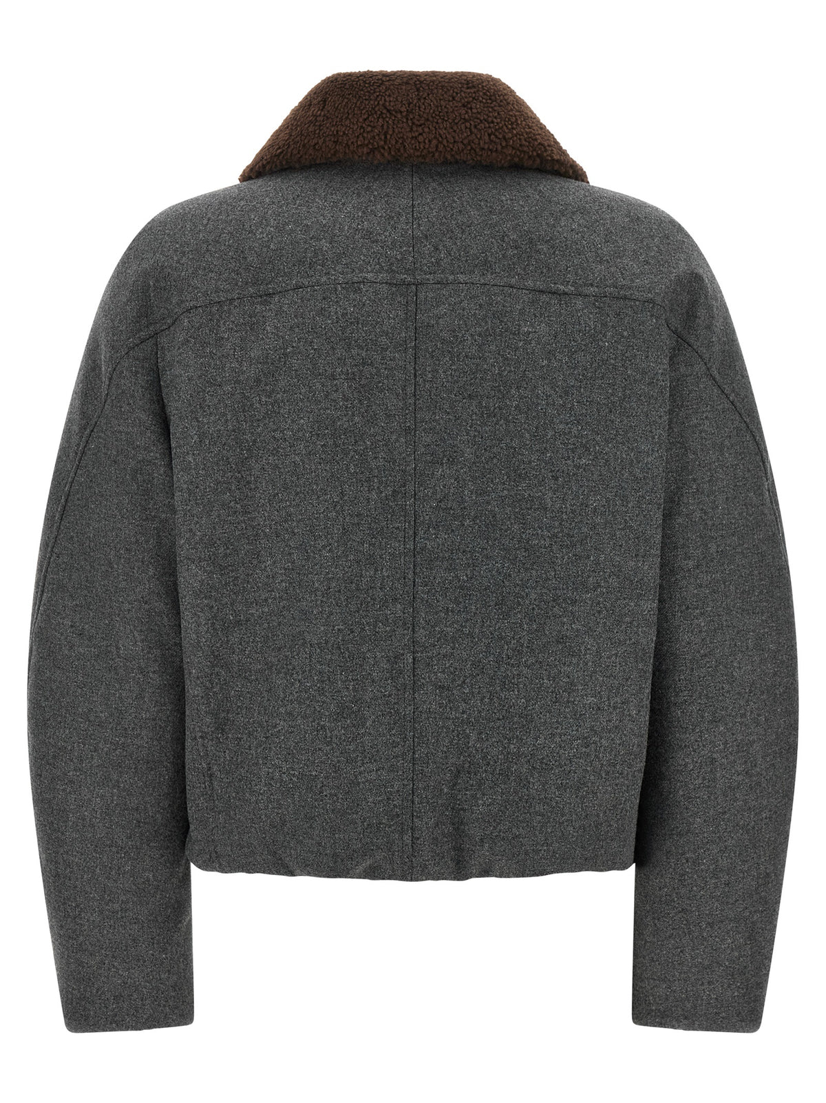 Brunello Cucinelli Gray Virgin Wool Full-Length Women's Jacket