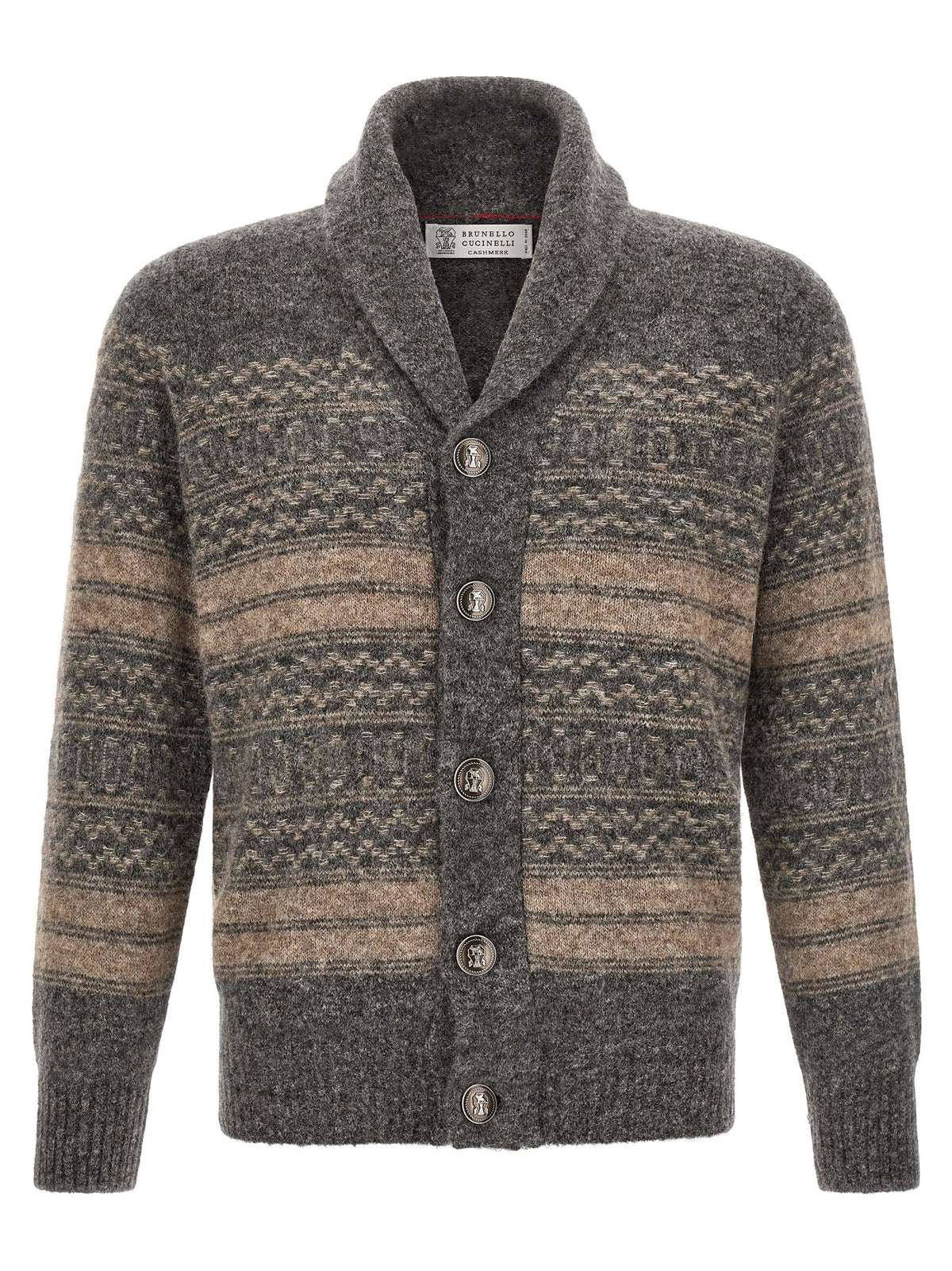 Brunello Cucinelli Gray Alpaca Leather Men's Cardigan