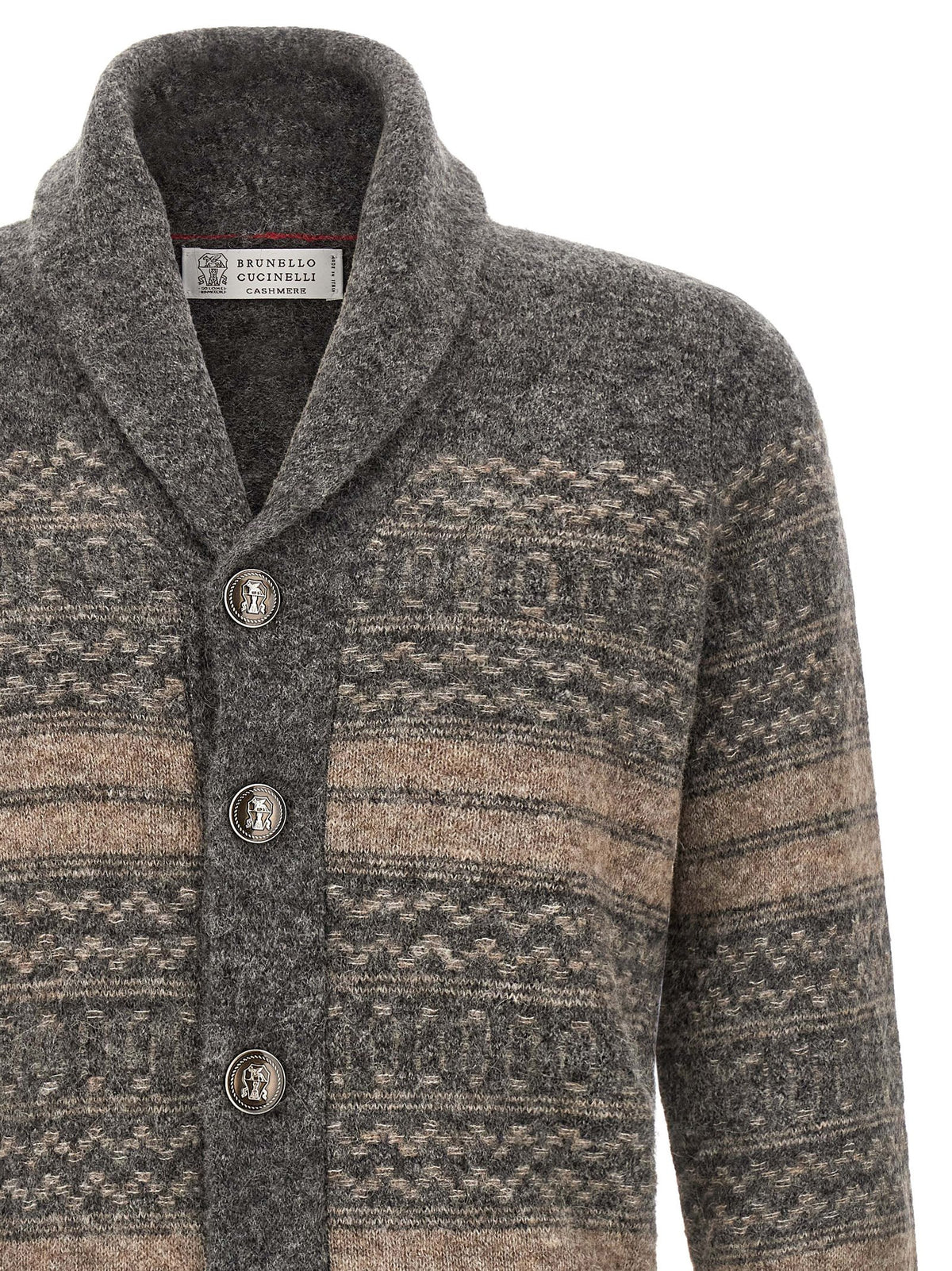 Brunello Cucinelli Gray Alpaca Leather Men's Cardigan