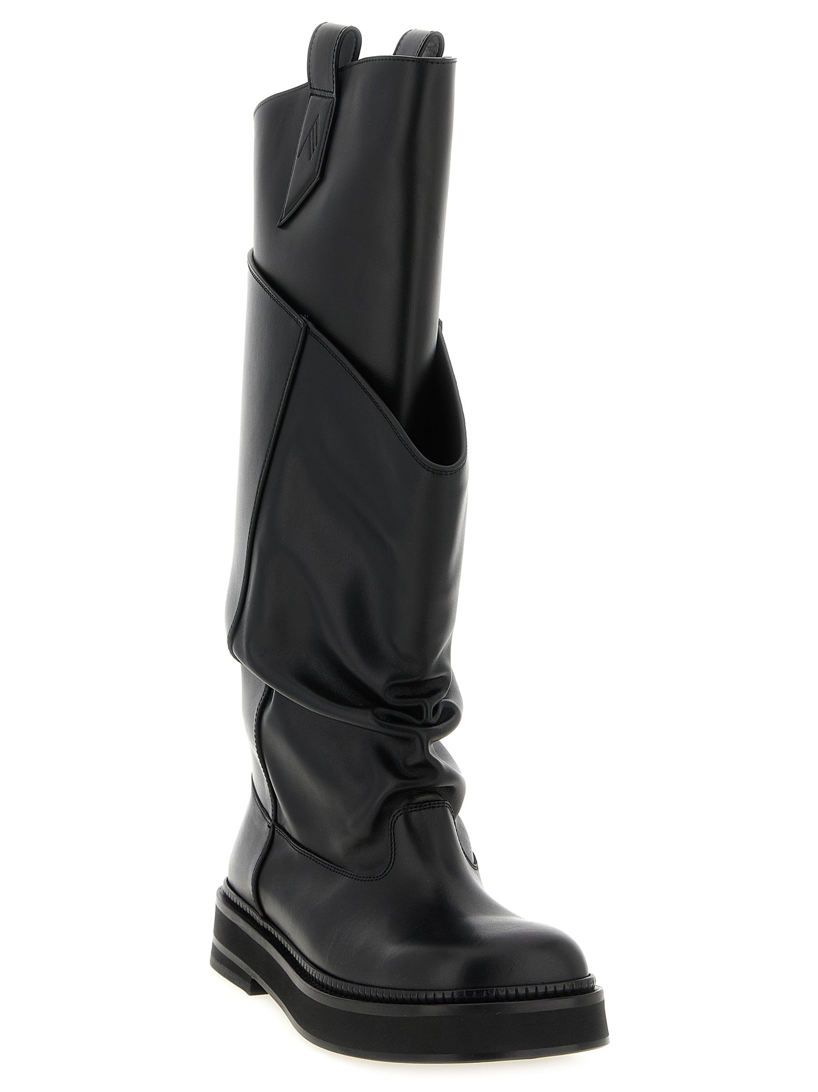 The Attico Black Calfskin Over The Women's Knee
